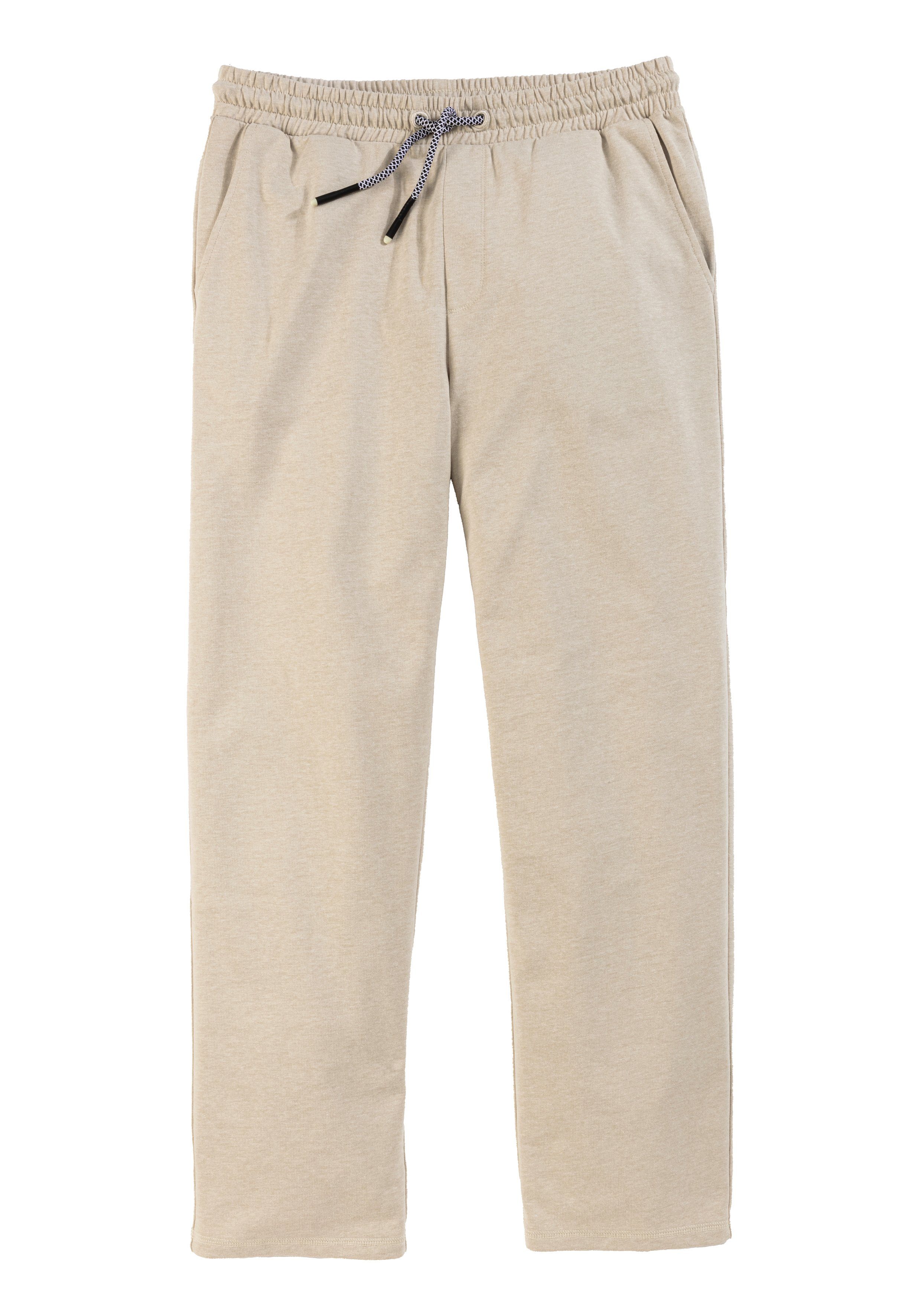 John Devin Sweatbroek Wijd model in melange-look van katoenmix heren maat L beige
