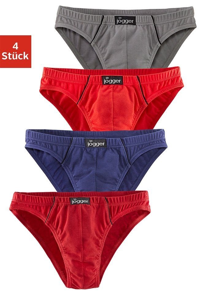 le jogger® Slip Minislip strak model, mooie kleuren met contrastkleurige pipings (set, 4 stuks)