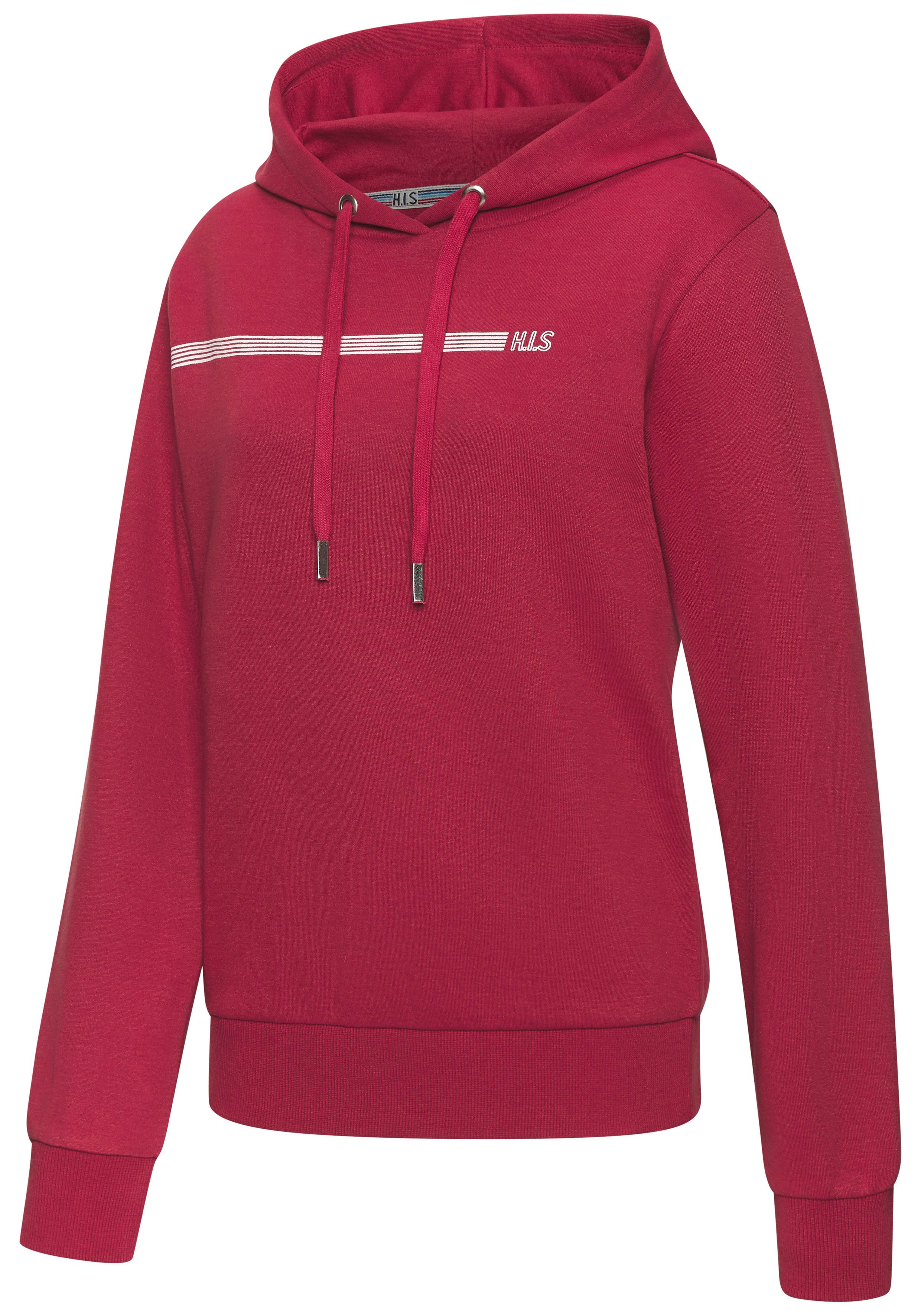 H.I.S Hoodie met kangoeroe zak en streepdru print