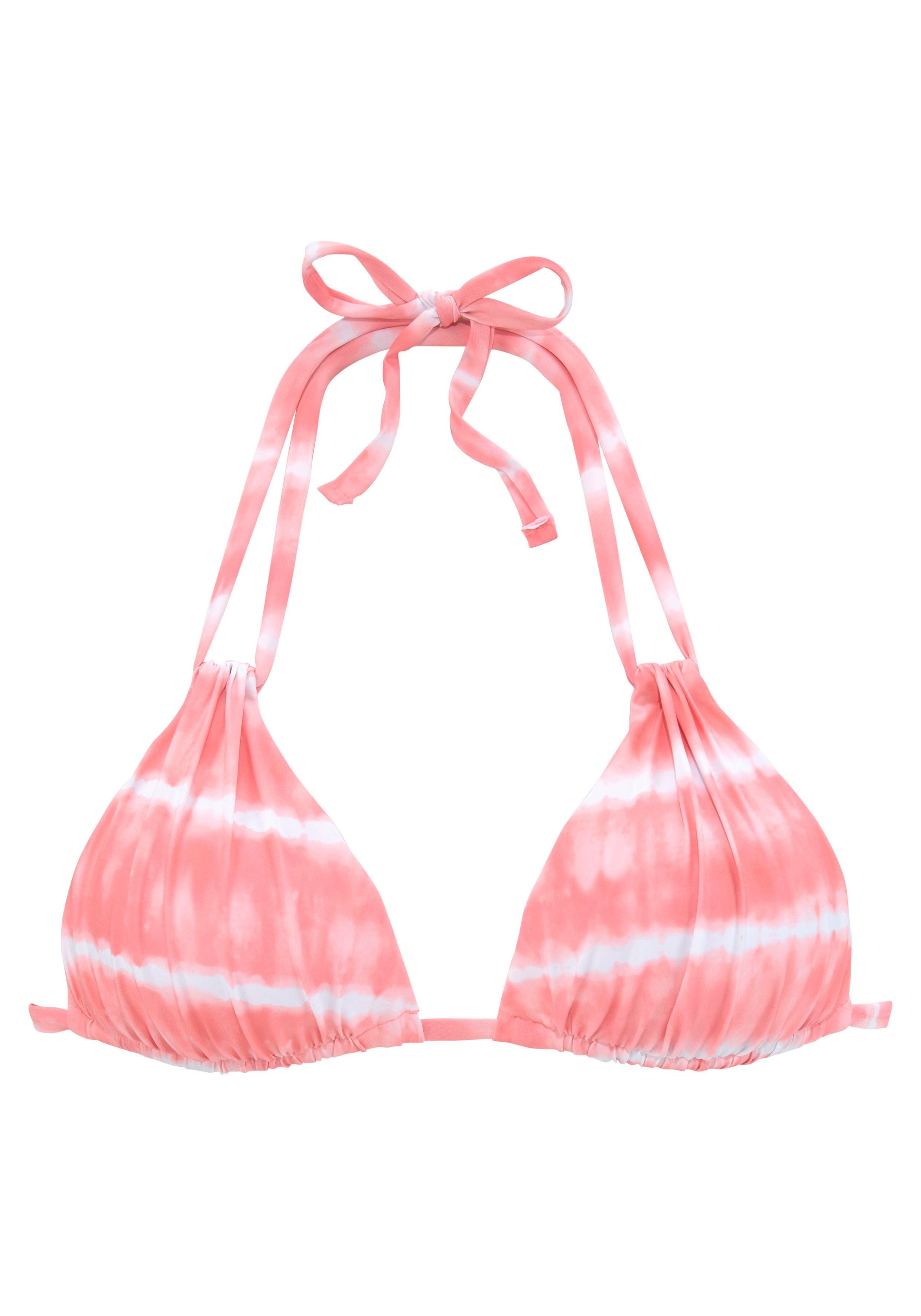 s.oliver red label beachwear triangel-bikinitop enja met batikprint roze