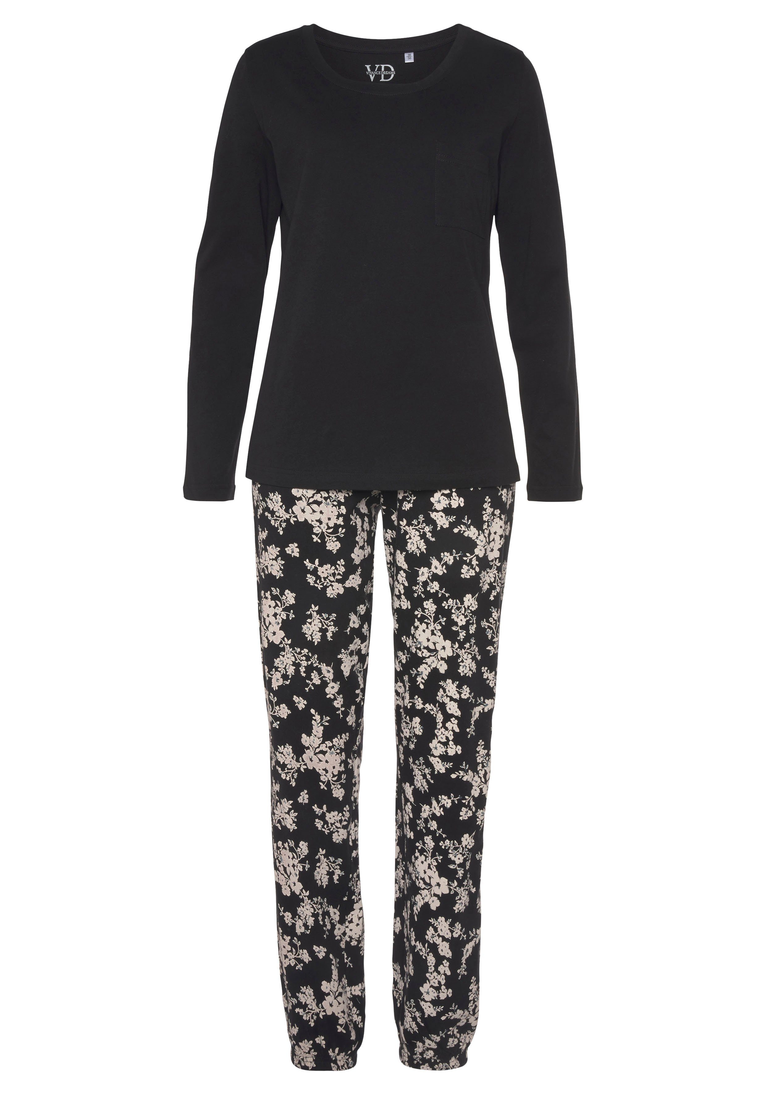 Vivance Dreams Pyjama met mooie natuurprint (2-delig) pyjama's maat 32/34 zwart