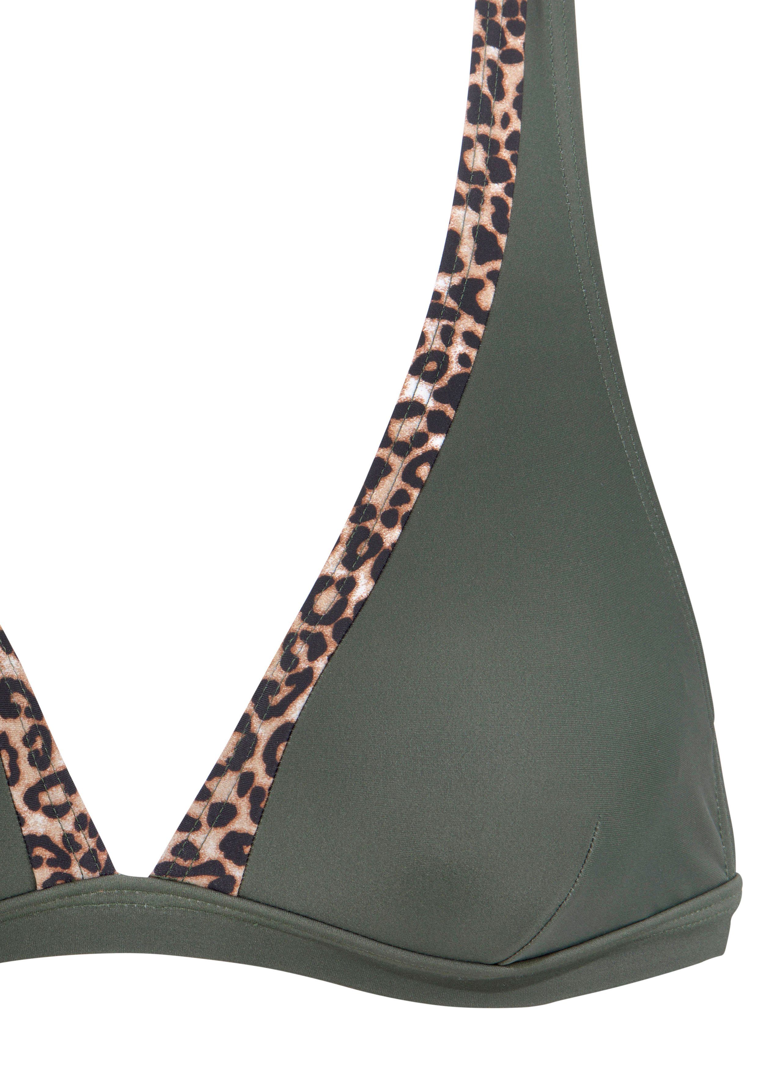 Lascana Triangel-bikinitop Adelin met gedessineerde inzetten bikini's maat A/B A/B groen