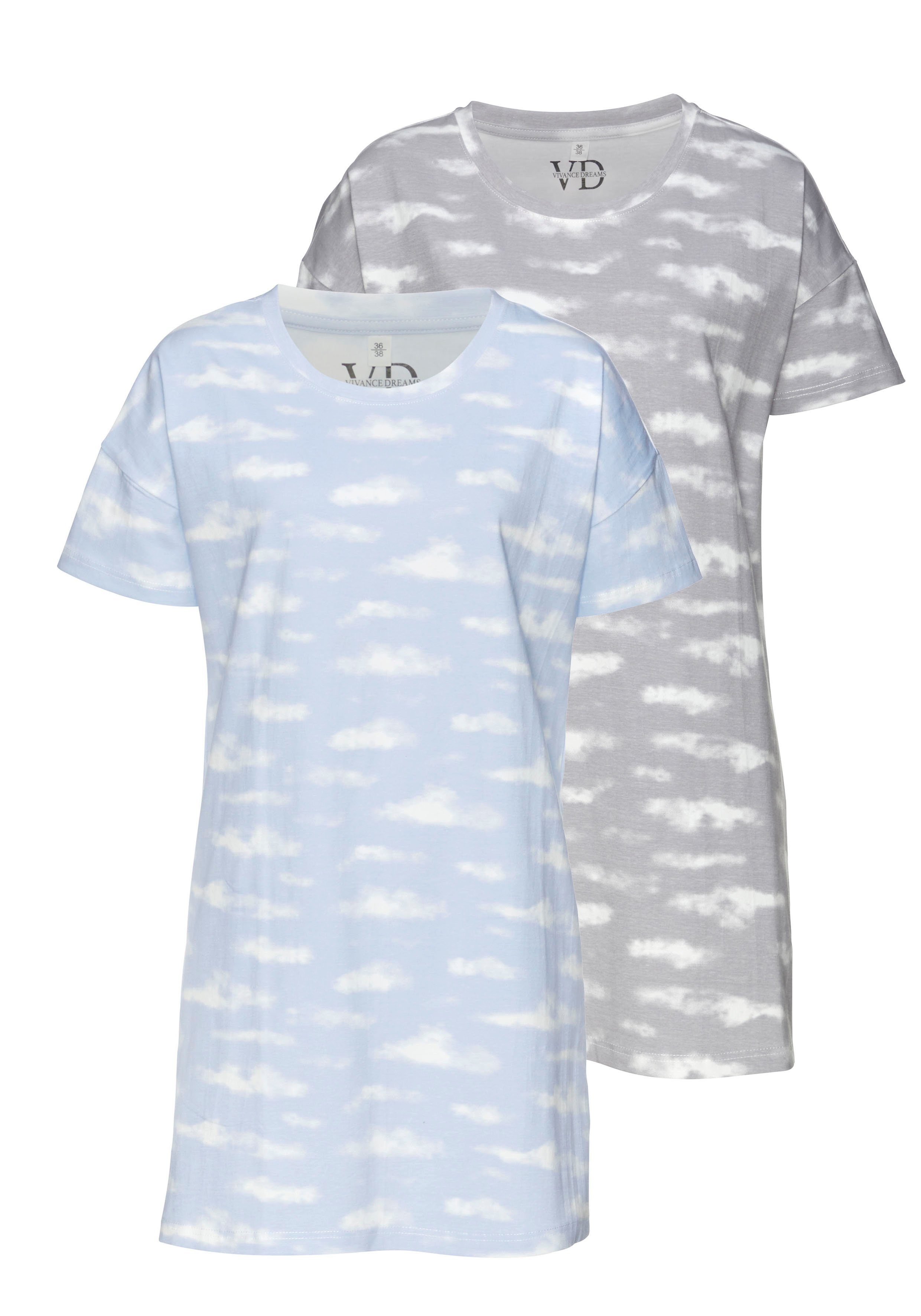 Vivance Dreams Nachthemd met wolkenmotief (Set van 2)