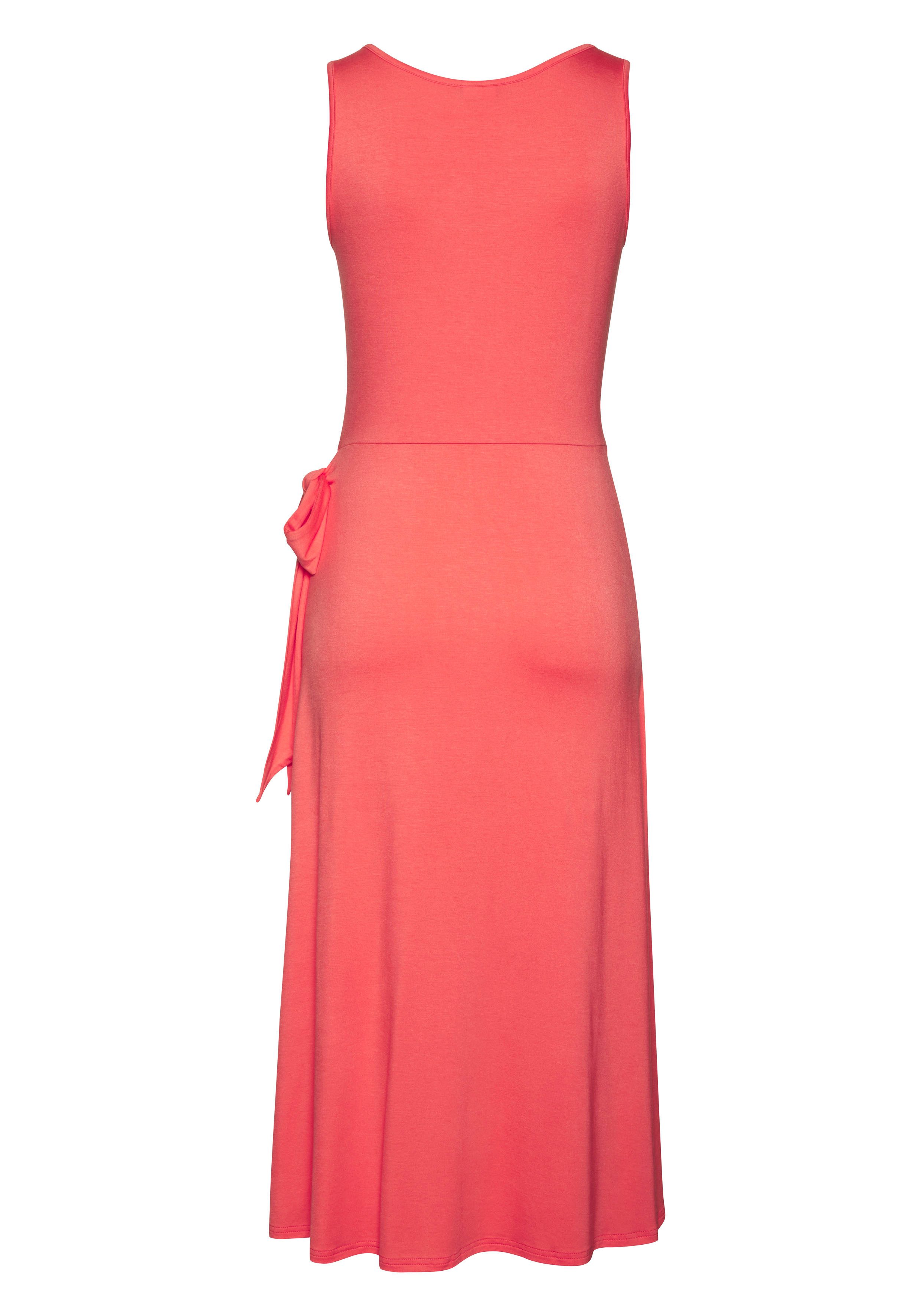 Lascana Strandjurk met rok in wikkel-look, midijurk van jersey, zomerjurk