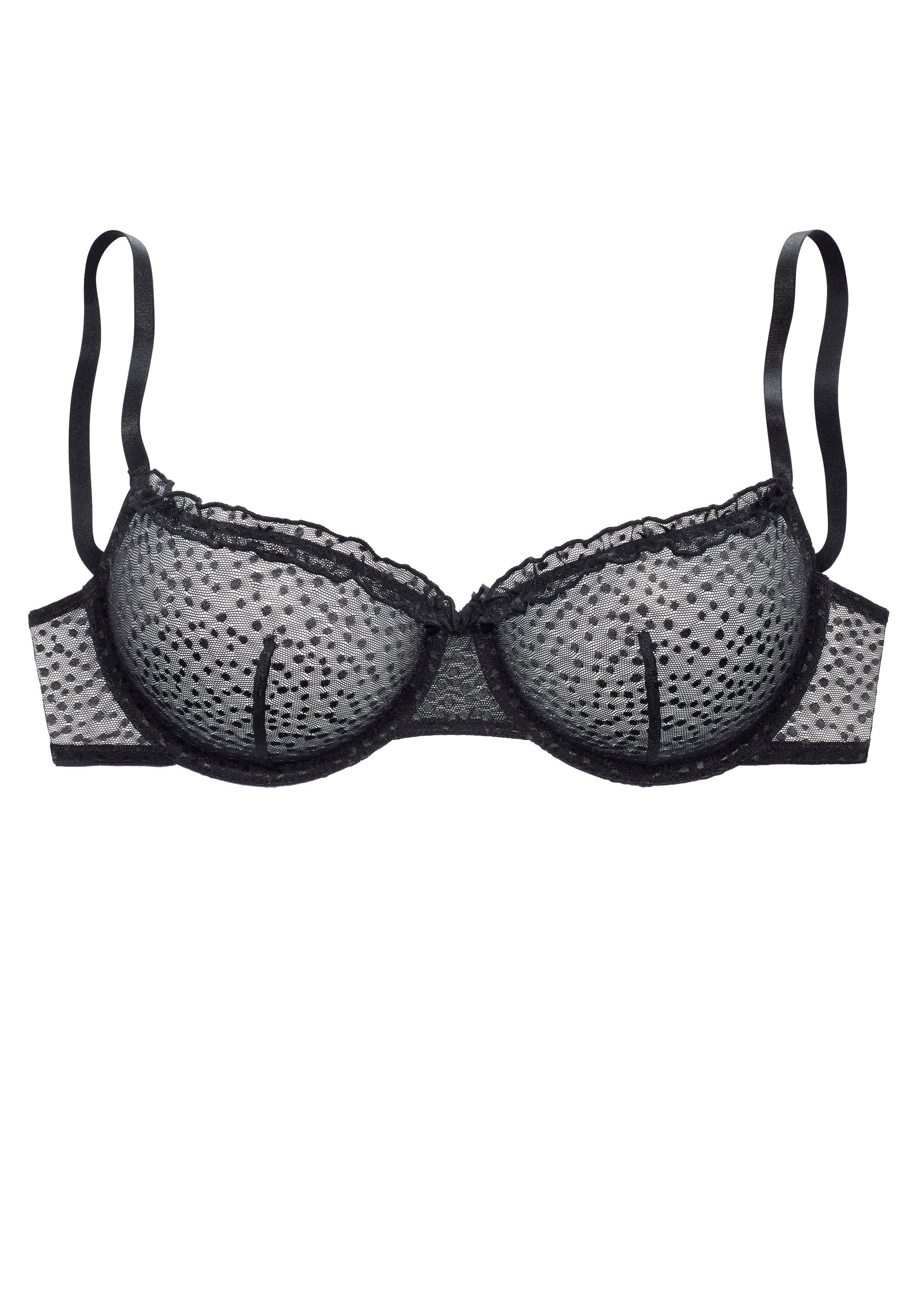 Vivance Beugel-bh in subtiel transparant mesh met ruches, lingerie