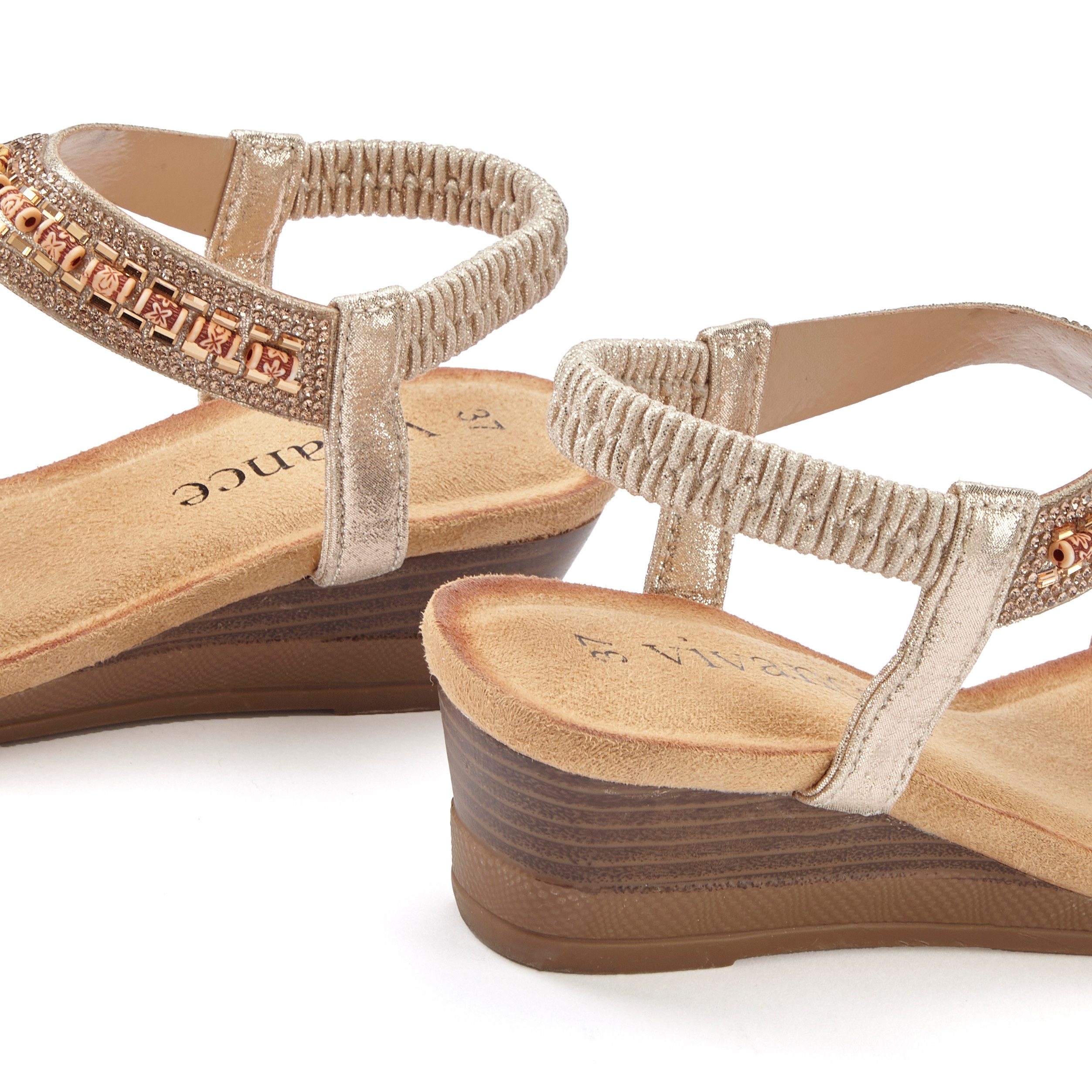 Vivance Sandaaltjes Zomerschoen Sandaal, zomerschoen met glinsterdetails en elastische bandjes VEGAN