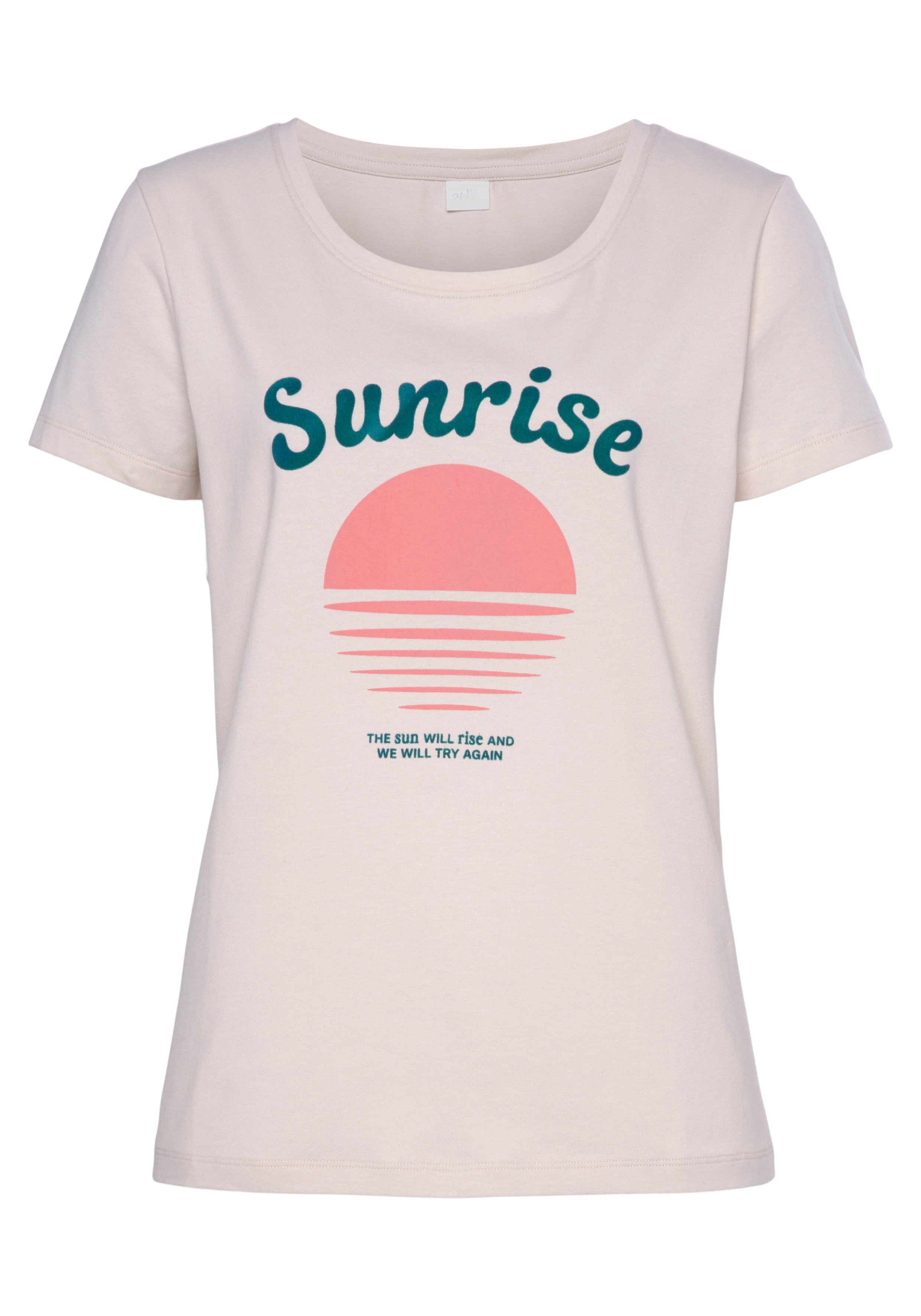 Vivance Shirt met korte mouwen -T-Shirt T-shirt met mooie frontprint, loungewear