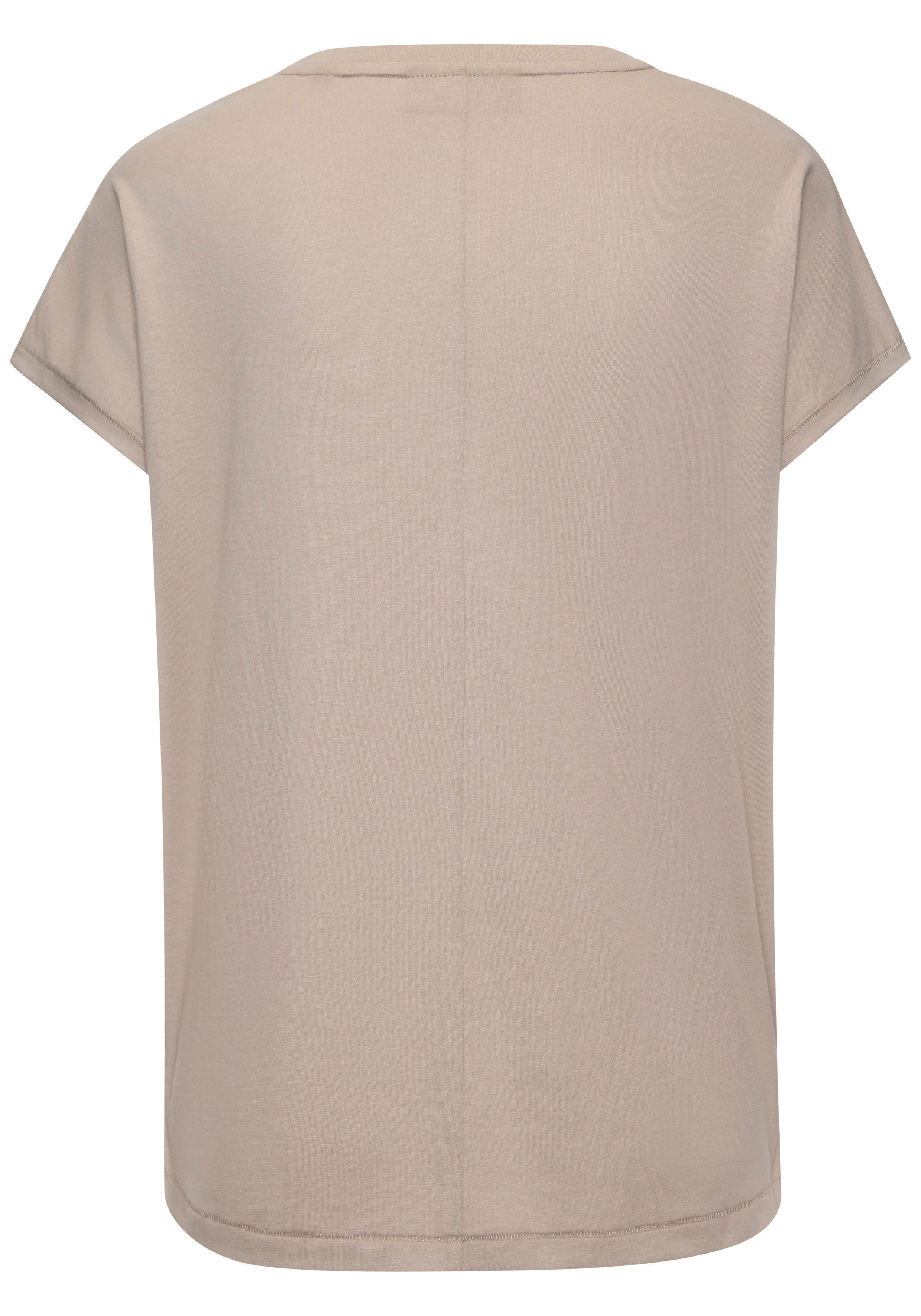 Elbsand Shirt met V-hals met logo-print, kortarmshirt, basic