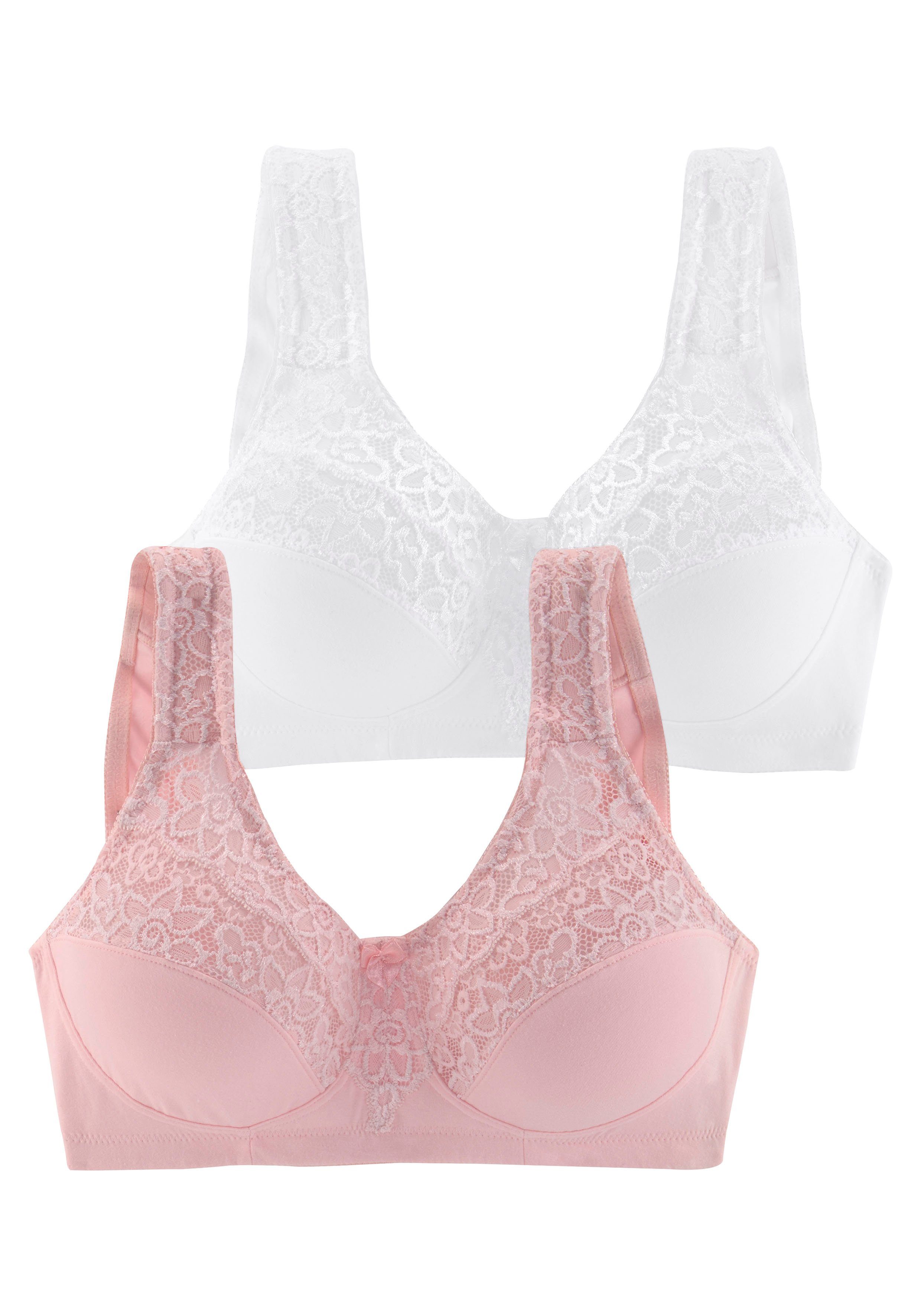 Petite fleur Steun-bh zonder beugels, met elegante kant, basic dessous (Set van 2)