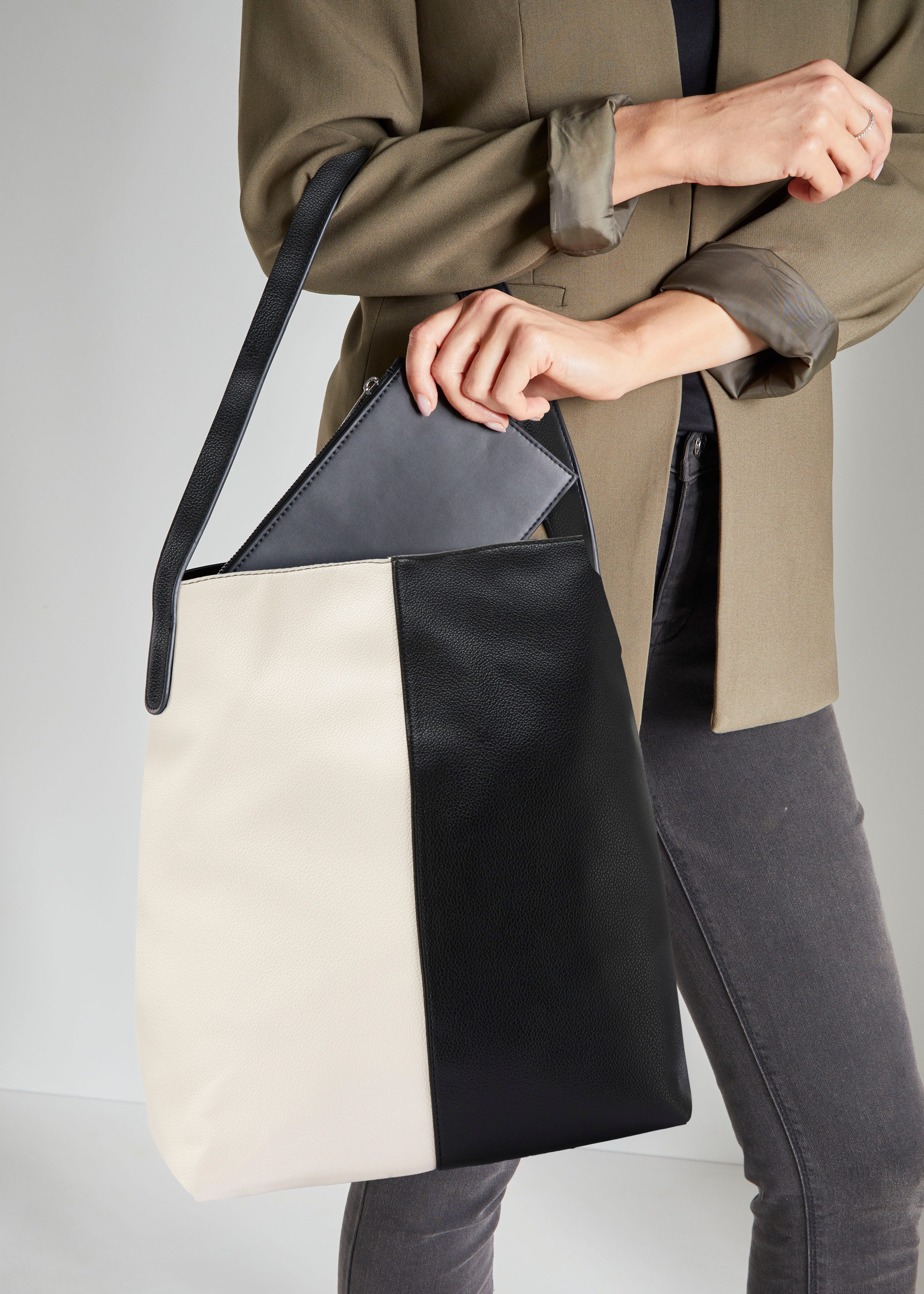 Vivance Shopper Schoudertas met klein binnenvak, handtas, damestas vegan (2-delig)