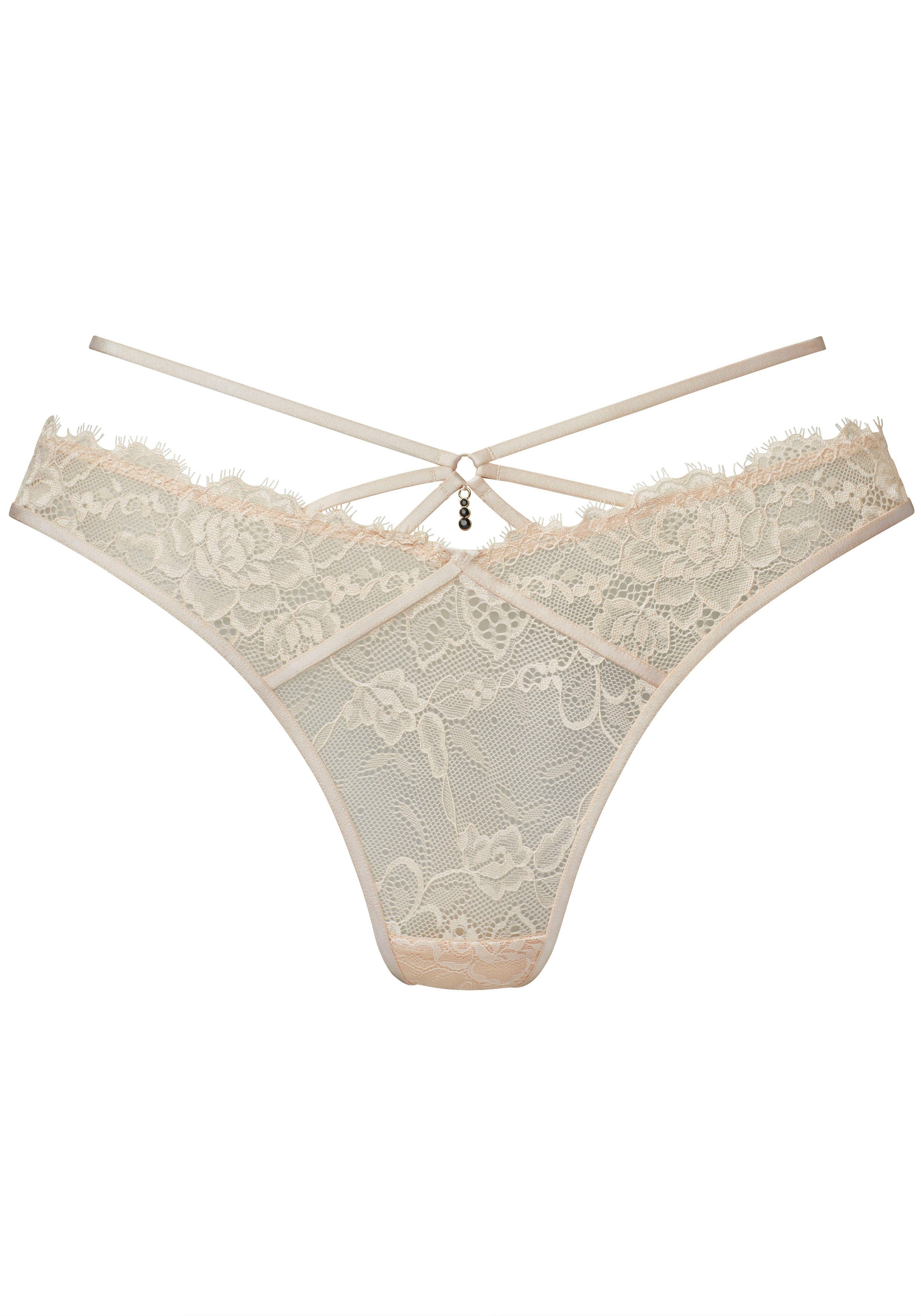 Lascana String met verleidelijke band-detail en extravagant accessoire