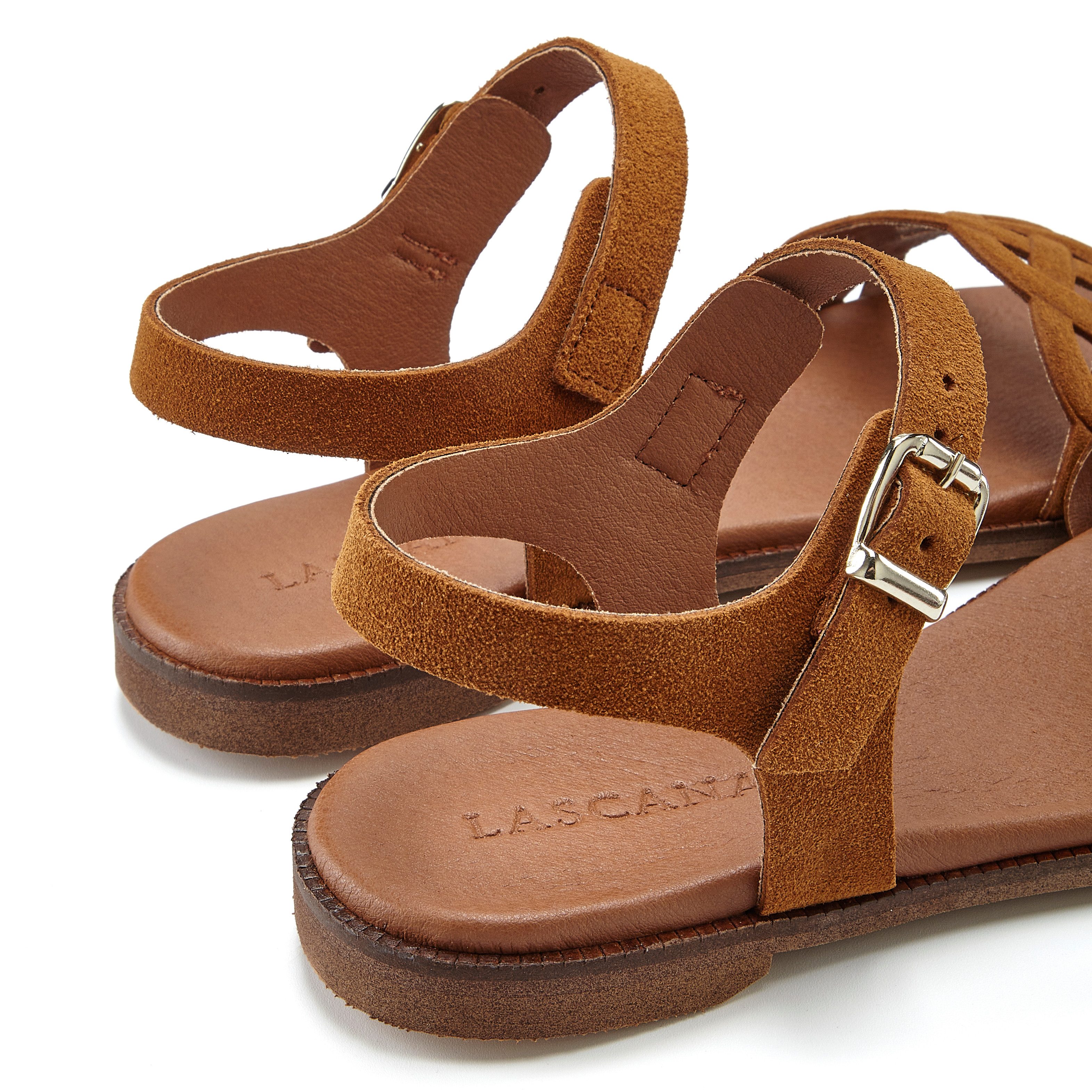 Lascana Sandalen Zomerschoen Sandalette, zomerschoen van leer met uitsparingen en zachte binnenzool
