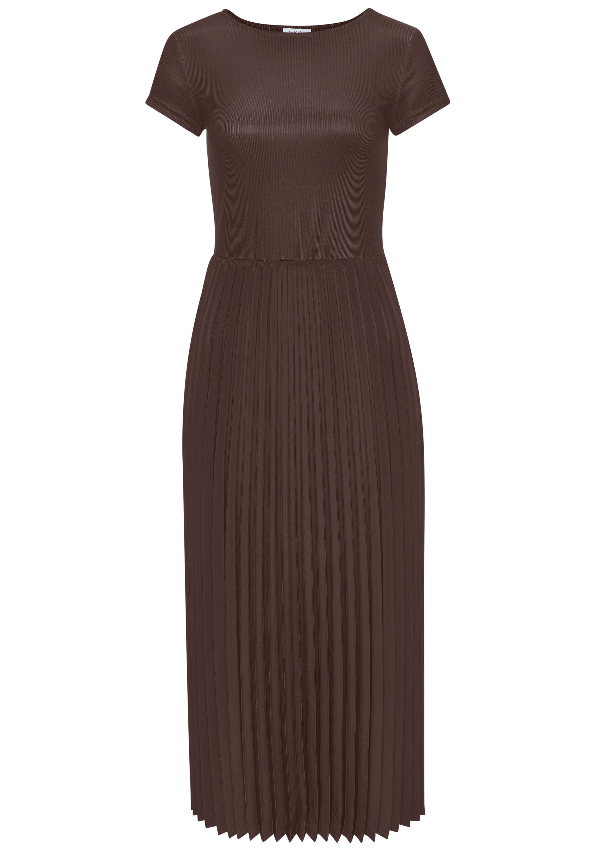 Lascana Midi-jurk met plissé rokdeel, basic, modieus