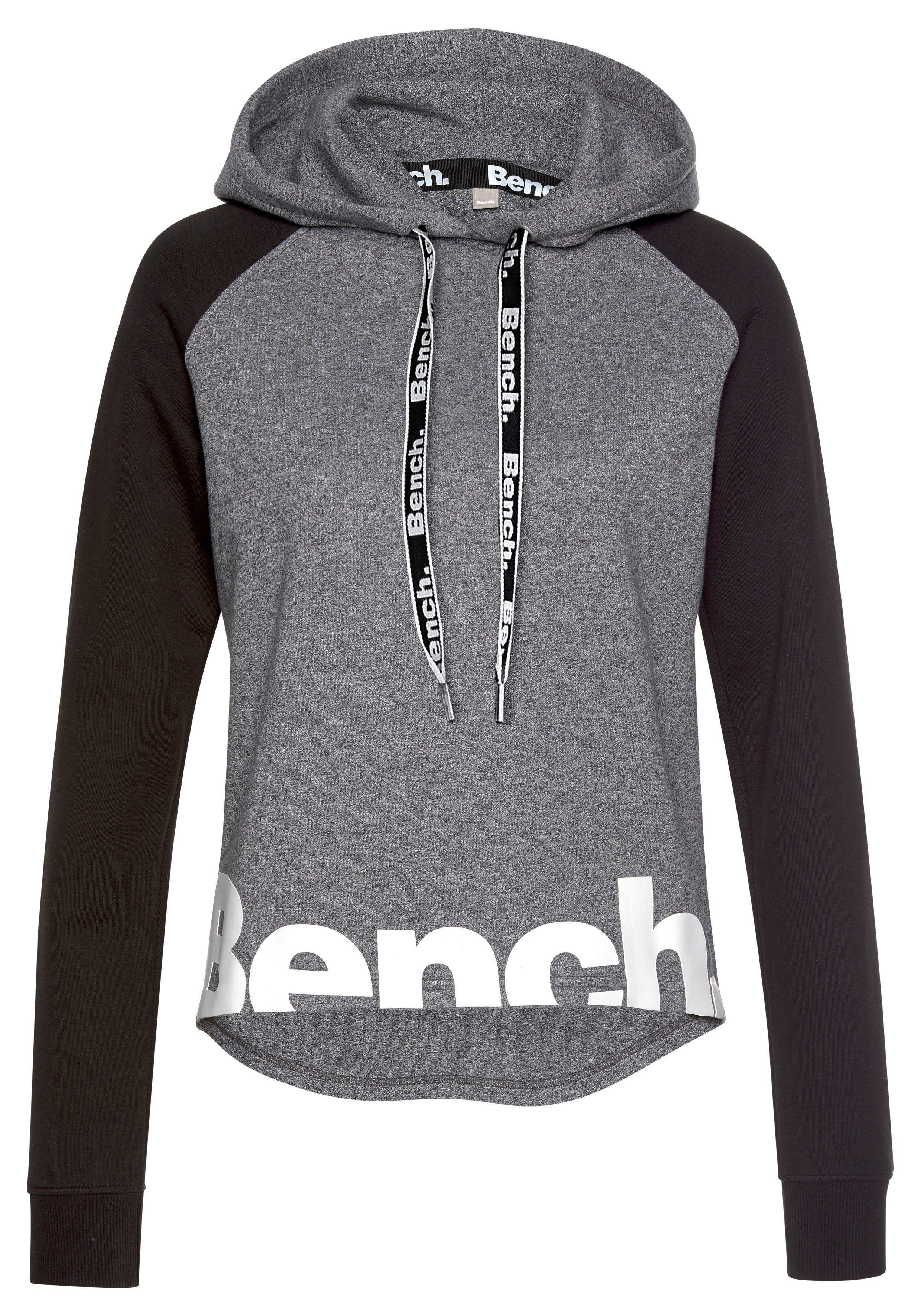 Bench. Loungewear Hoodie met kleurafgebakende mouwen en logoprint, loungepak, hoodie tops & hoodies maat 44/46 grijs