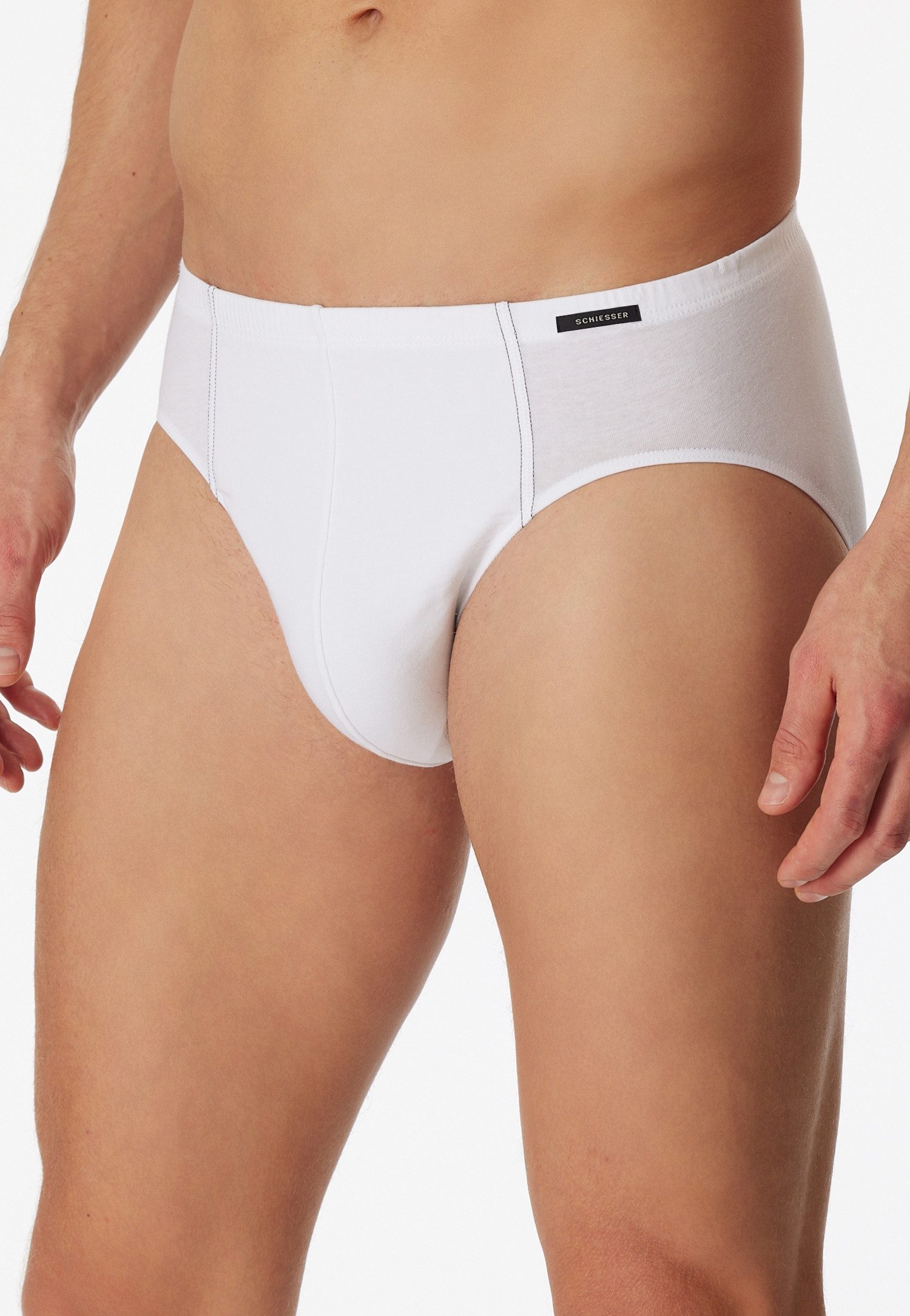 Schiesser Minislip "Essentials" met klein logo bij de band (3 stuks) heren maat 5 wit