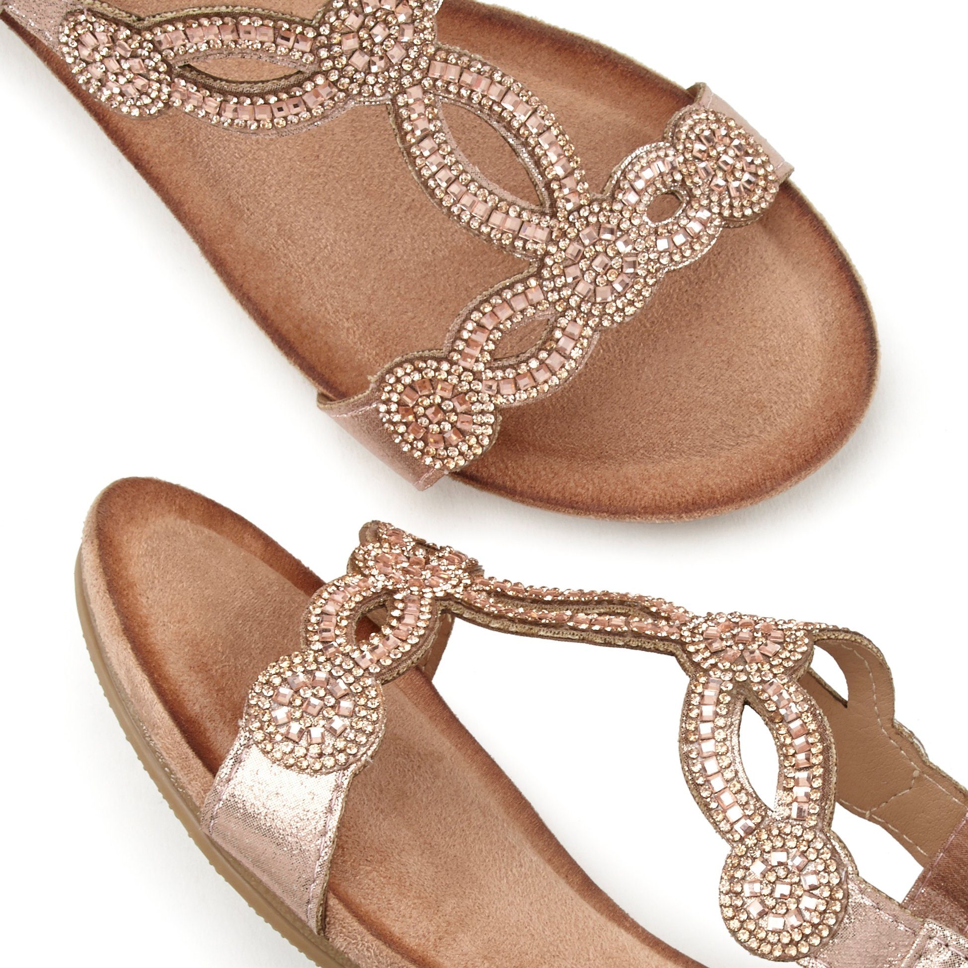 Lascana Sandaaltjes Zomerschoen met sierstenen, glitter, elastische banden, sandaal, zomerschoen