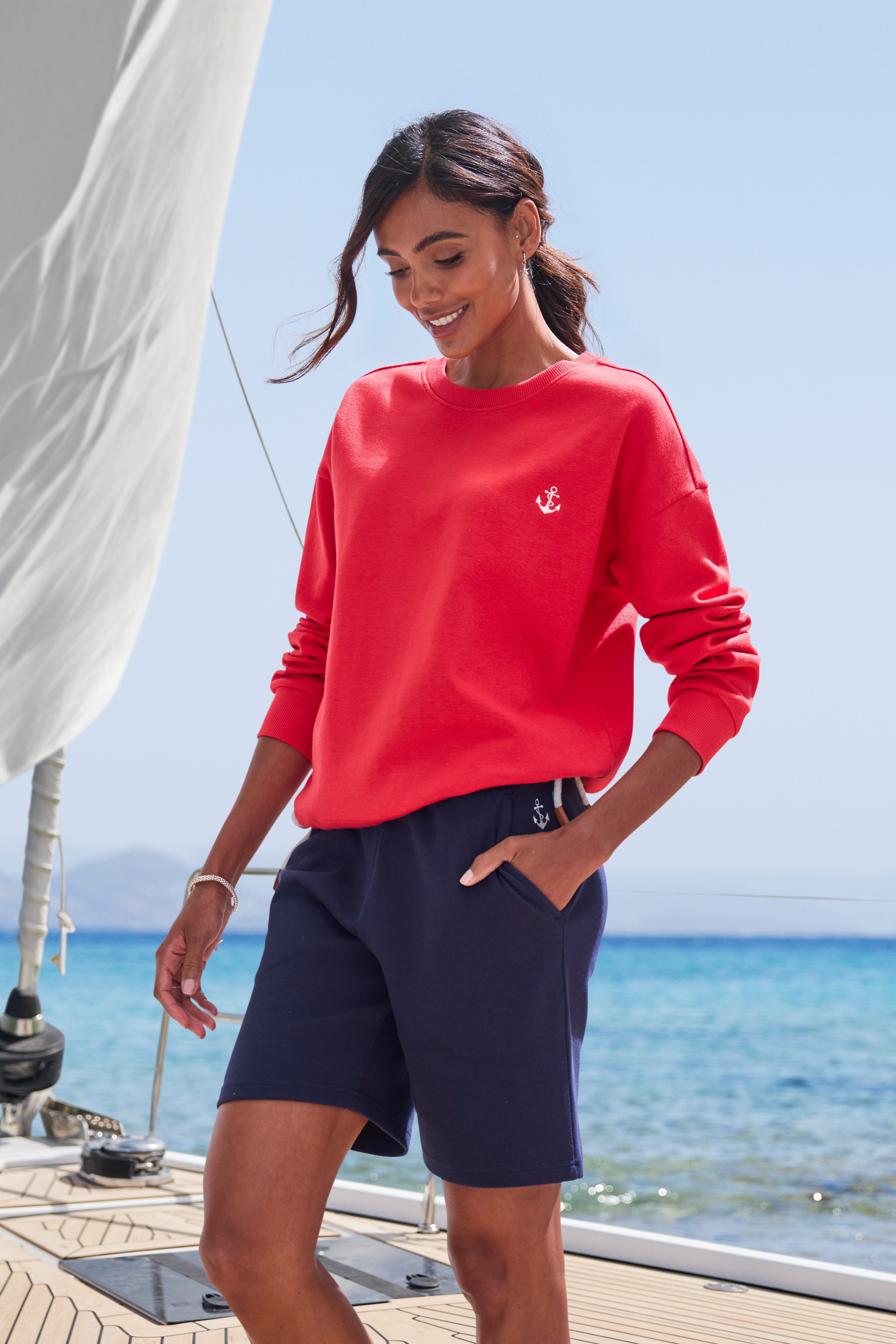 H.I.S Sweater met tunnelkoord aan de boord, loungewear