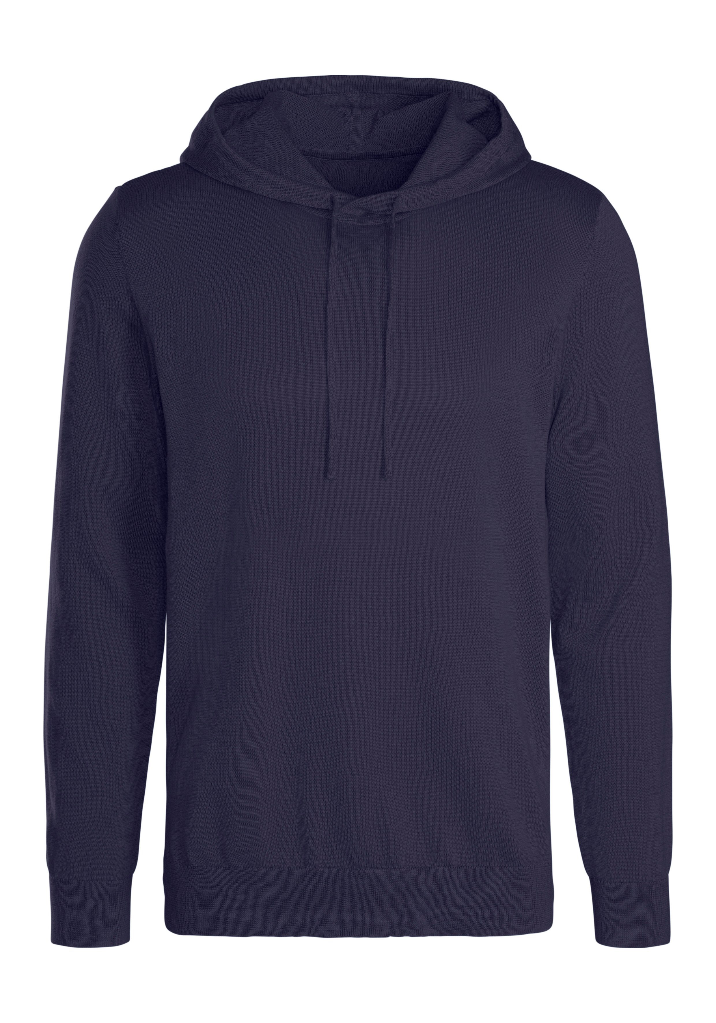 H.I.S Gebreide trui Met capuchon, regular fit Pullover met ronde hals, fijn breiwerk, katoenmix heren maat L (52/54) blauw