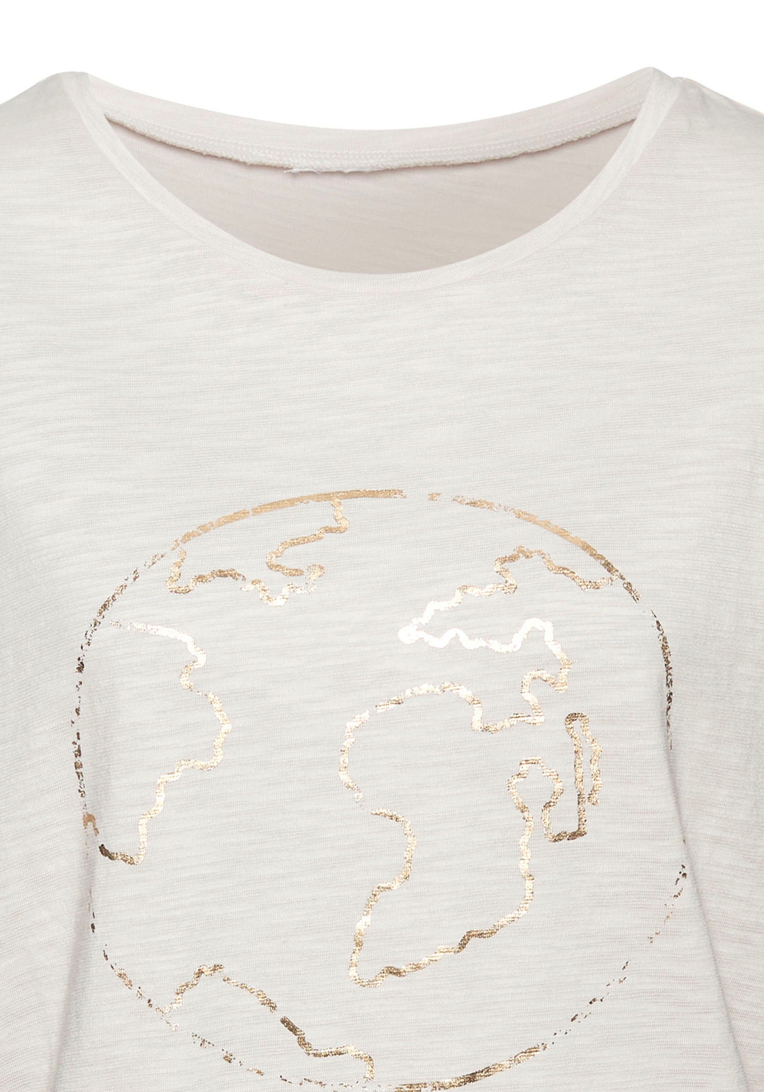 Vivance Shirt met ronde hals Met goudkleurige glanzende frontprint (1-delig)
