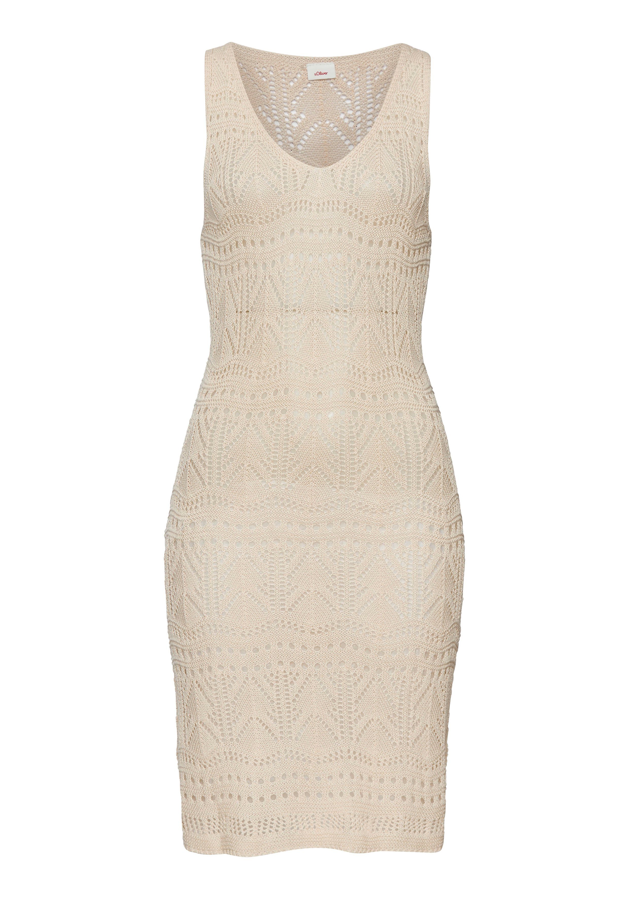 s.Oliver RED LABEL Beachwear Gebreide jurk met ajourmotief strandjurkjes maat 38 beige