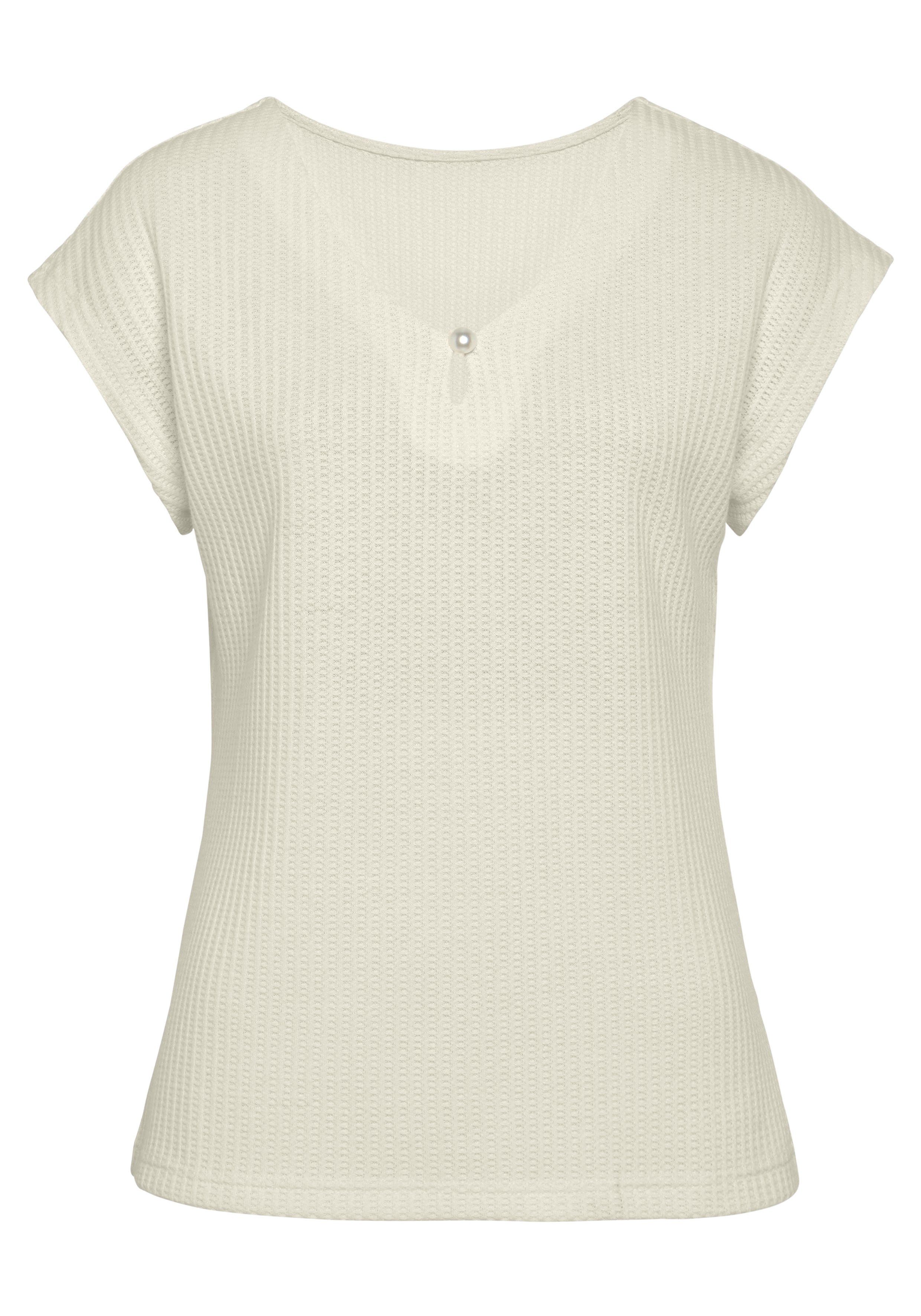 Lascana Shirt met korte mouwen Met sierkraaltje van zachte piquékwaliteit