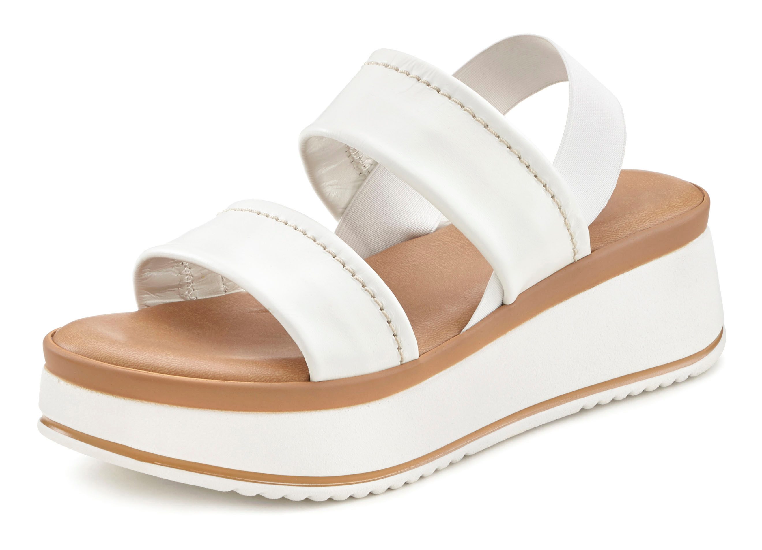 Lascana Plateausandaaltjes Zomerschuh, sandalen, bandjesandalen, open schoen, Sandalette van leer met modieus comfortabele plateausole