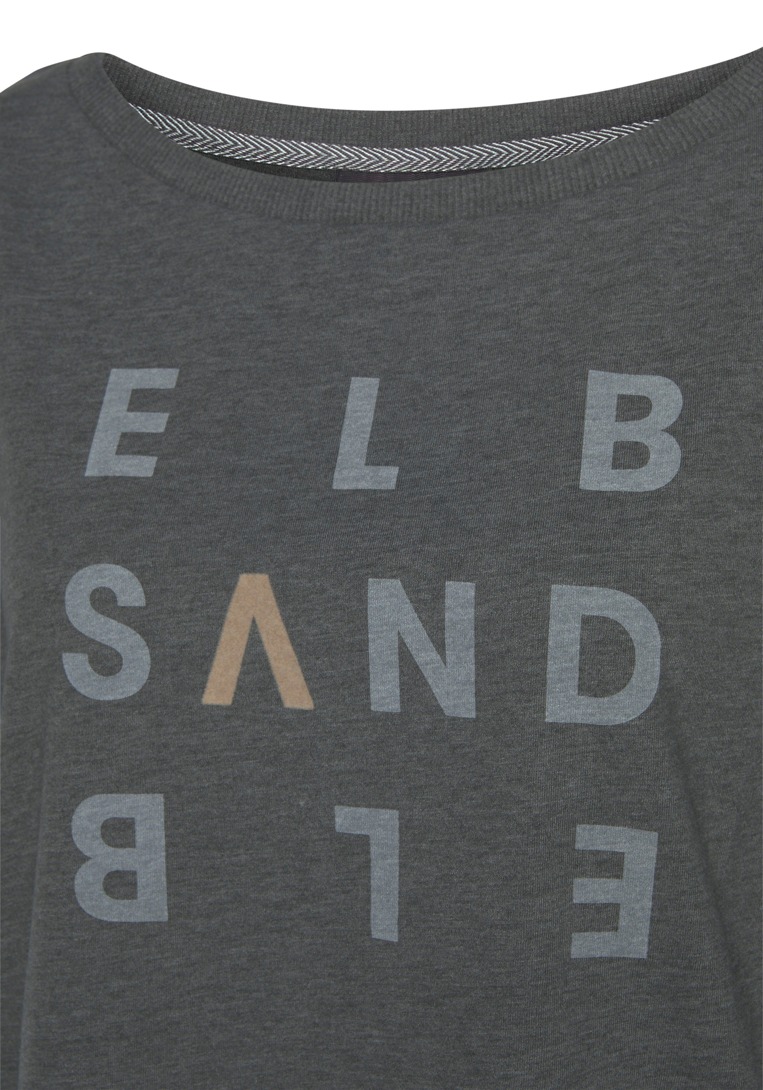 Elbsand Longsleeve Ingrun met logoprint op de voorkant, shirt met lange mouwen van een katoenmix, sportief-casual
