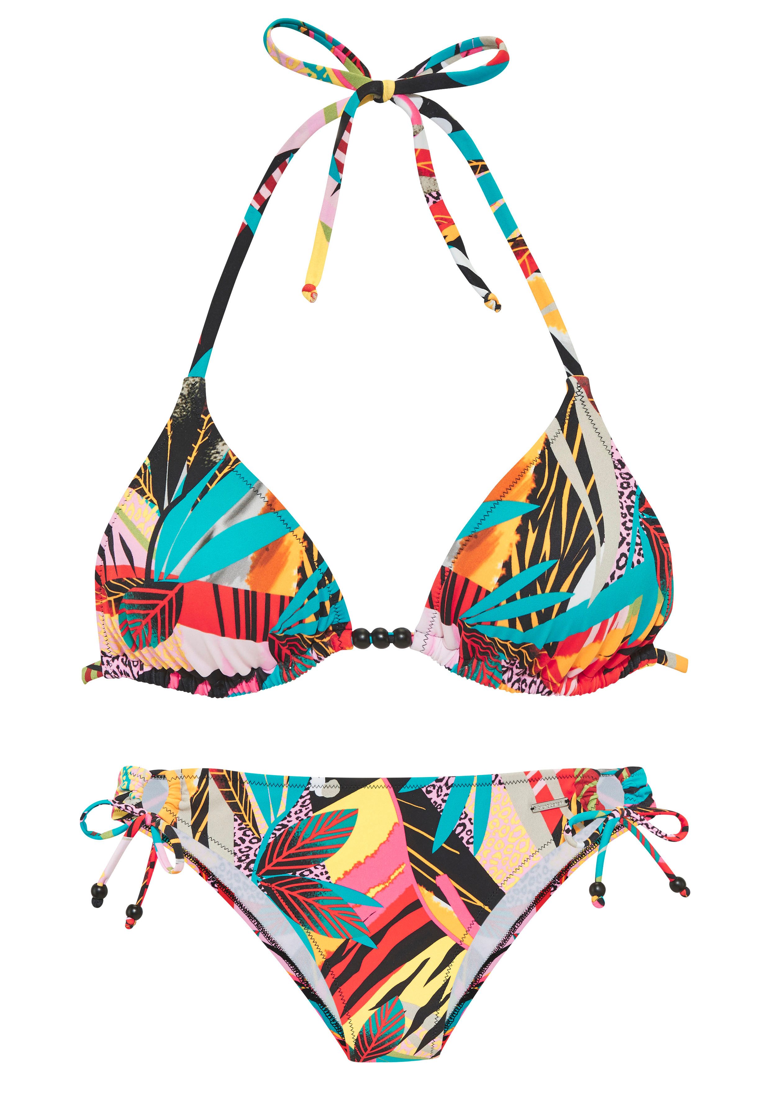 Bruno Banani Triangelbikini Onyx met kralen-accessoires (set)