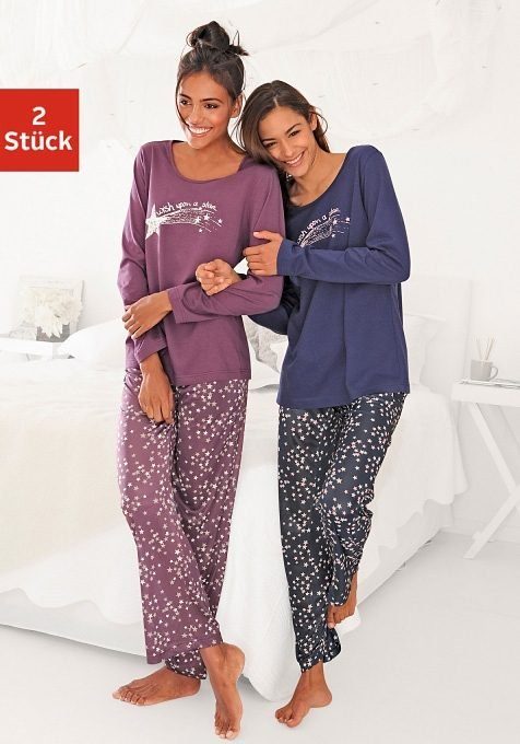 Vivance Dreams Pyjama met sterrenprint (4-delig, Set van 2)