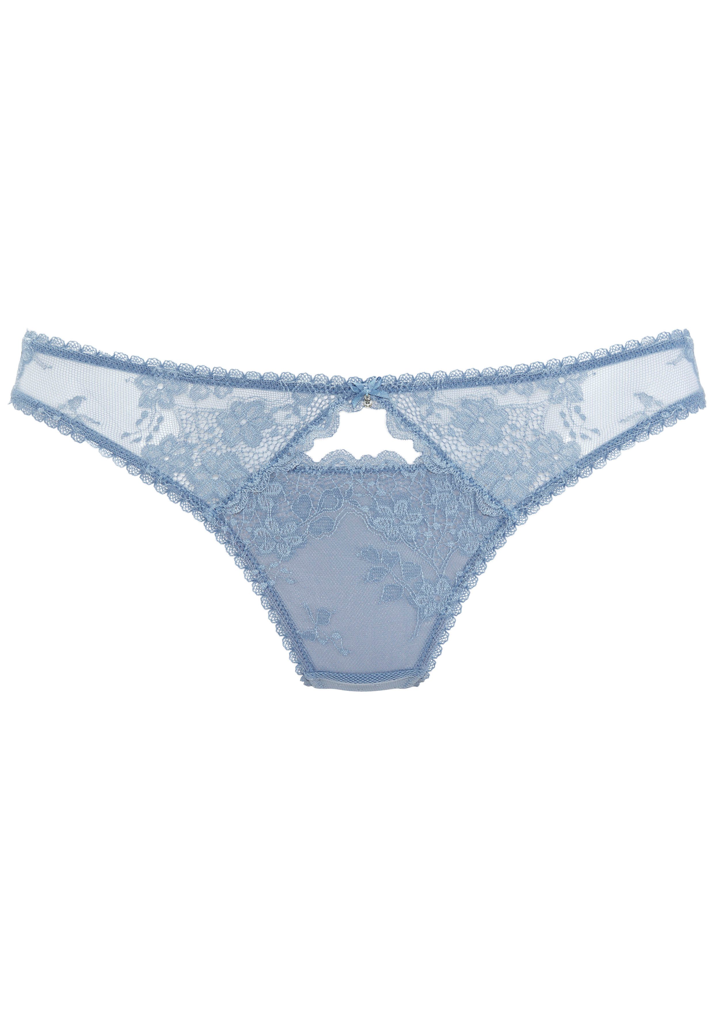 Vivance String met verleidelijke cut-out en fijne sierstrik met accessoire strings maat 36/38 blauw