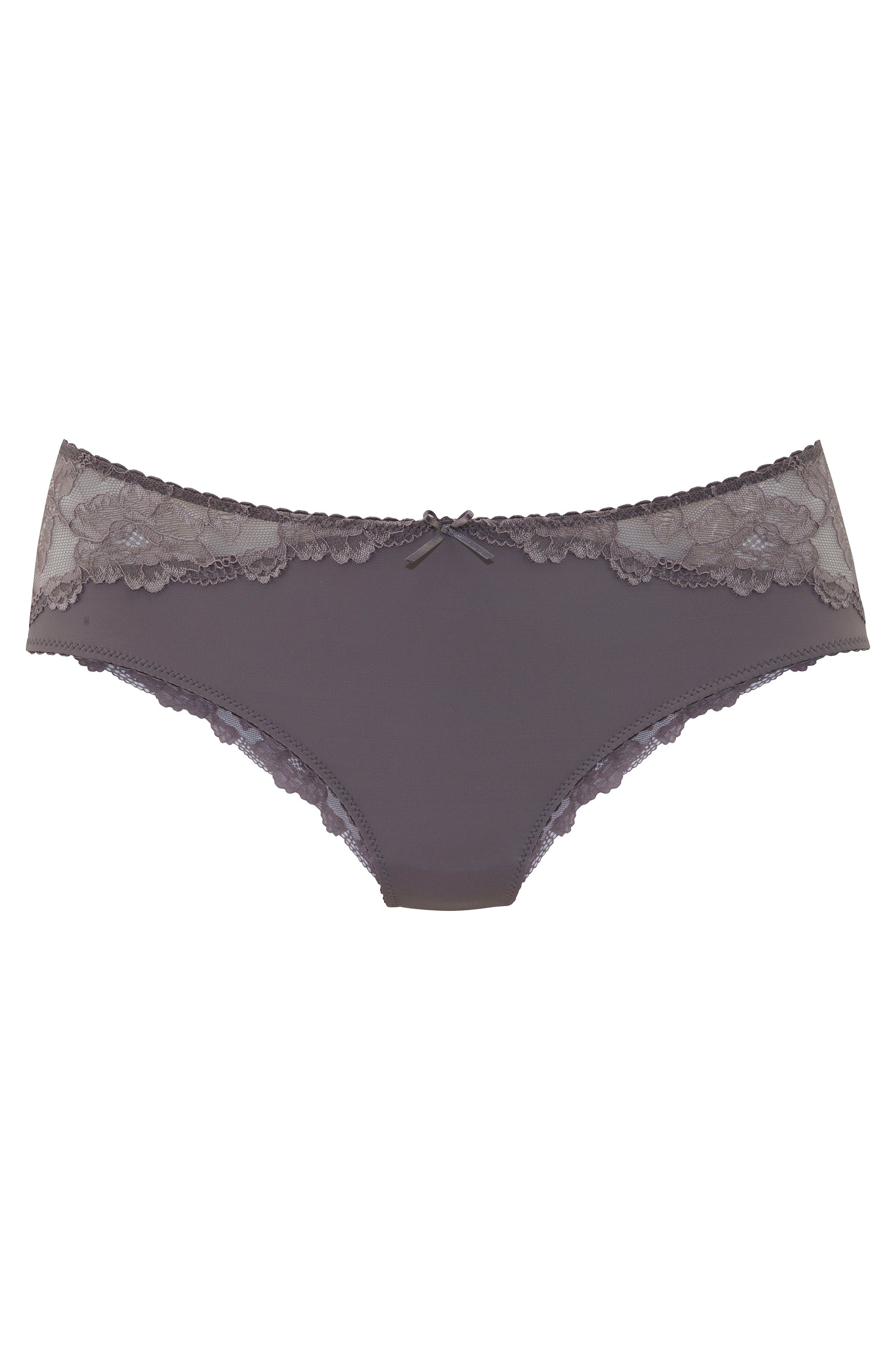 Lascana Tanga Vittoria met kanten inzetten slips maat 44/46 grijs