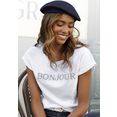 vivance t-shirt met modieuze frontprint 'bonjour' multicolor