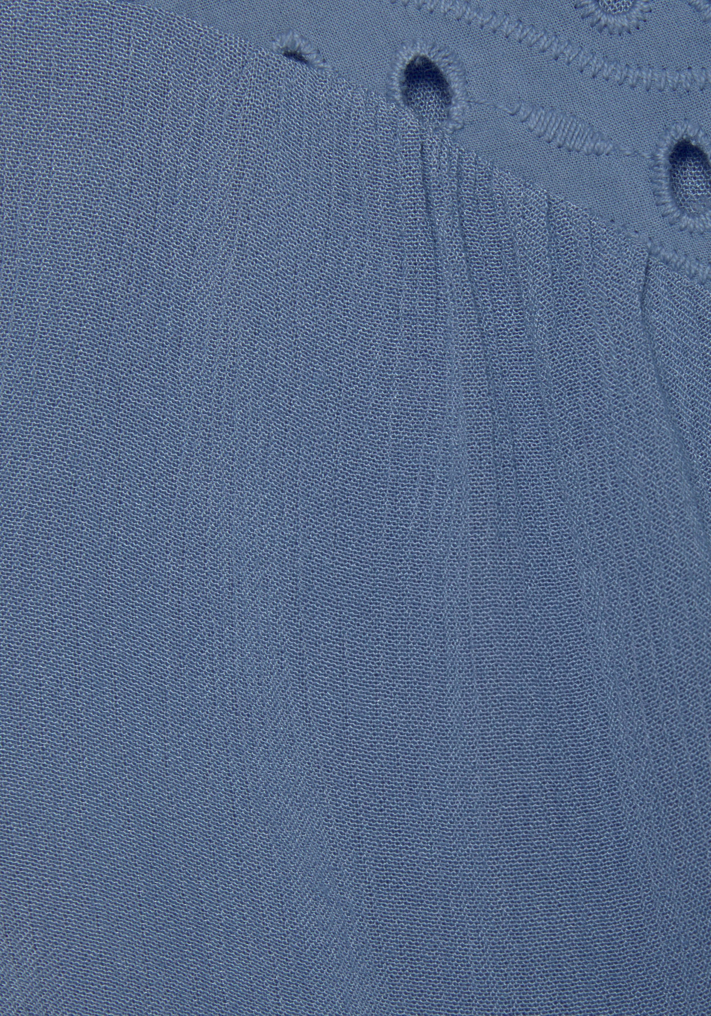Lascana Crêpe-blouse met geborduurde oogjes, damesblouse, losse pasvorm