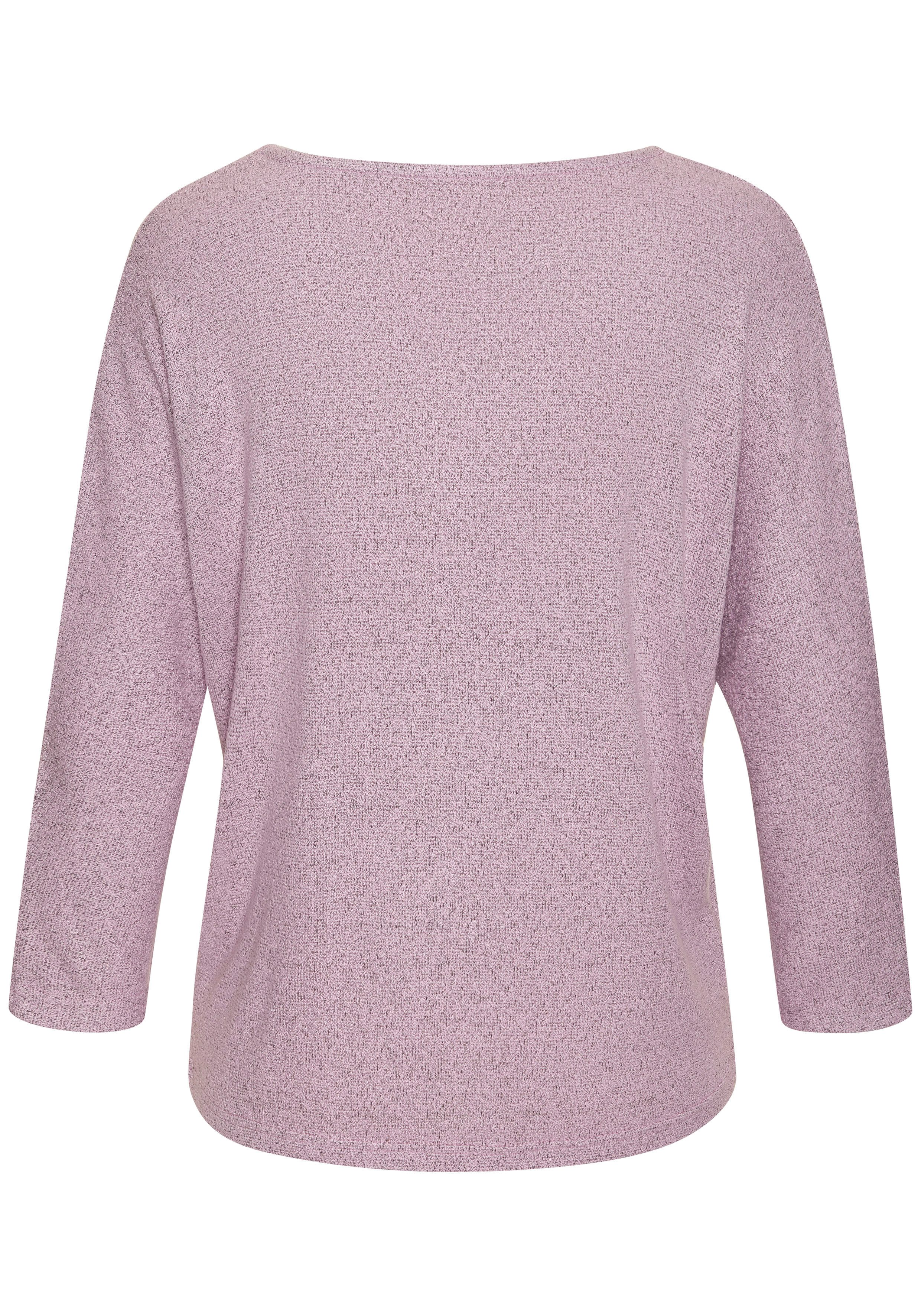 Lascana Shirt met 3/4 mouwen Met fonkelende strassknop van gestructureerde viscosekwaliteit