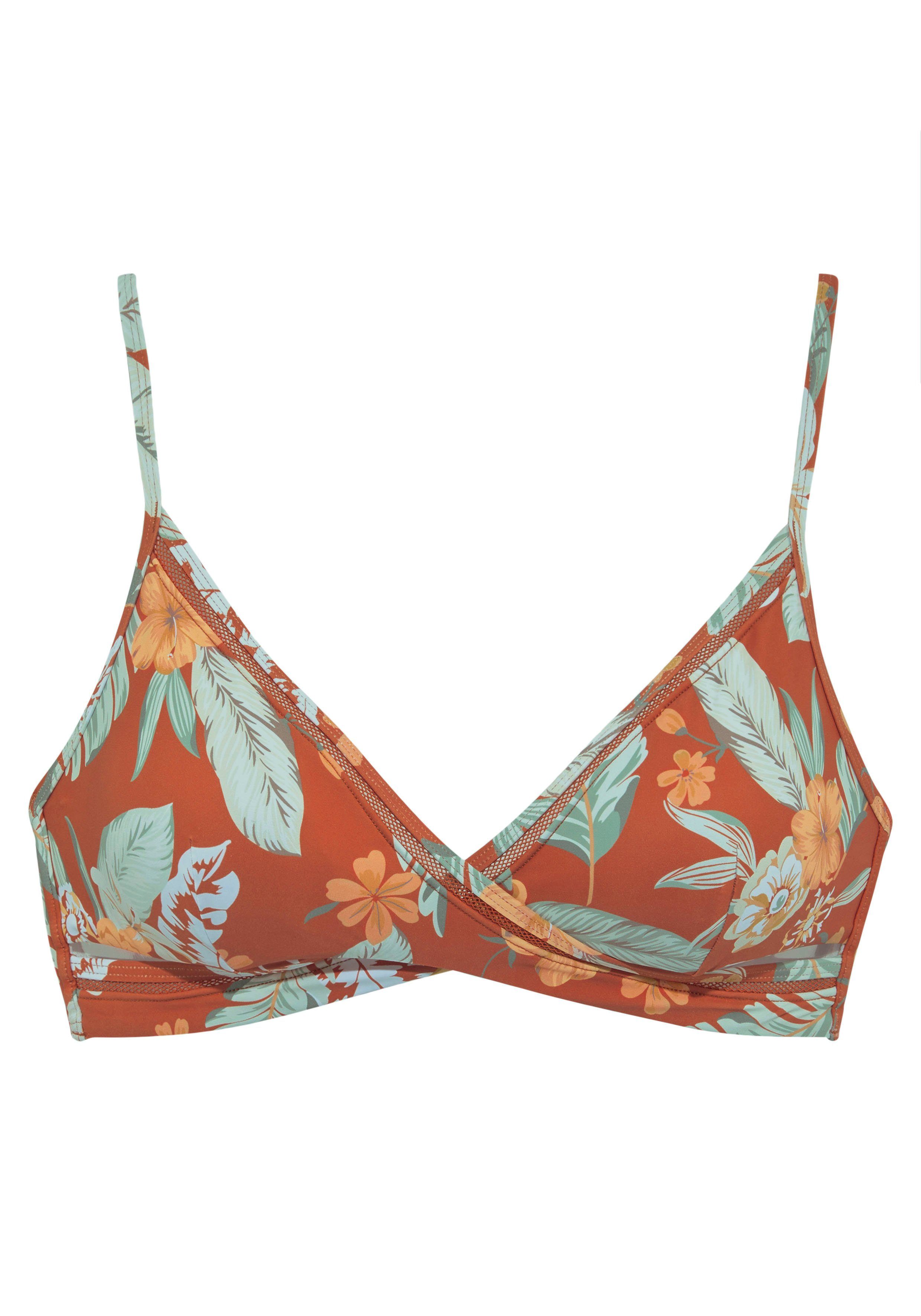sunseeker triangel-bikinitop suva met een meshinzet en wikkel-look rood