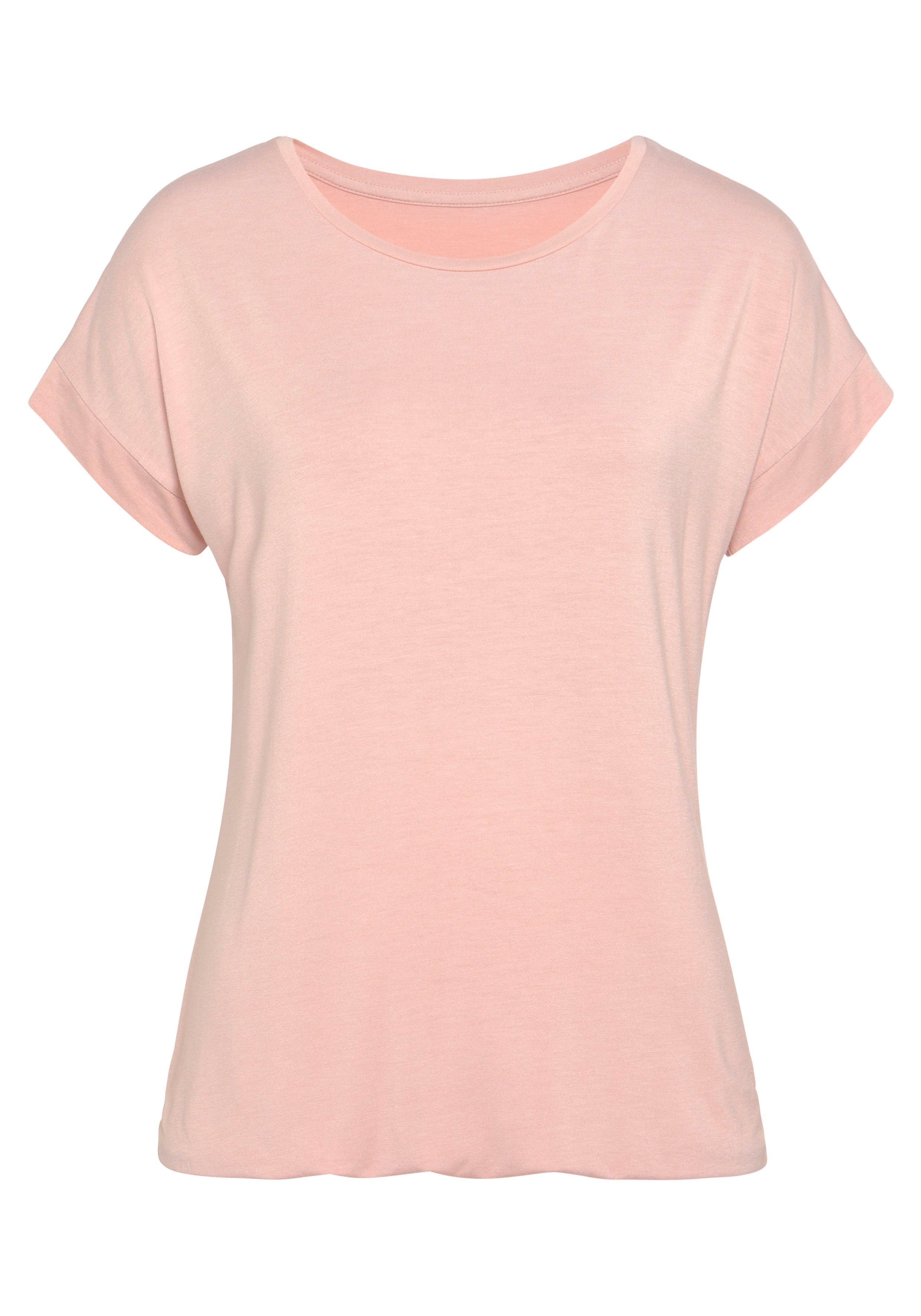 Vivance Shirt met korte mouwen Met elastiek in de band van zachte viscose-stretch (Set van 2)