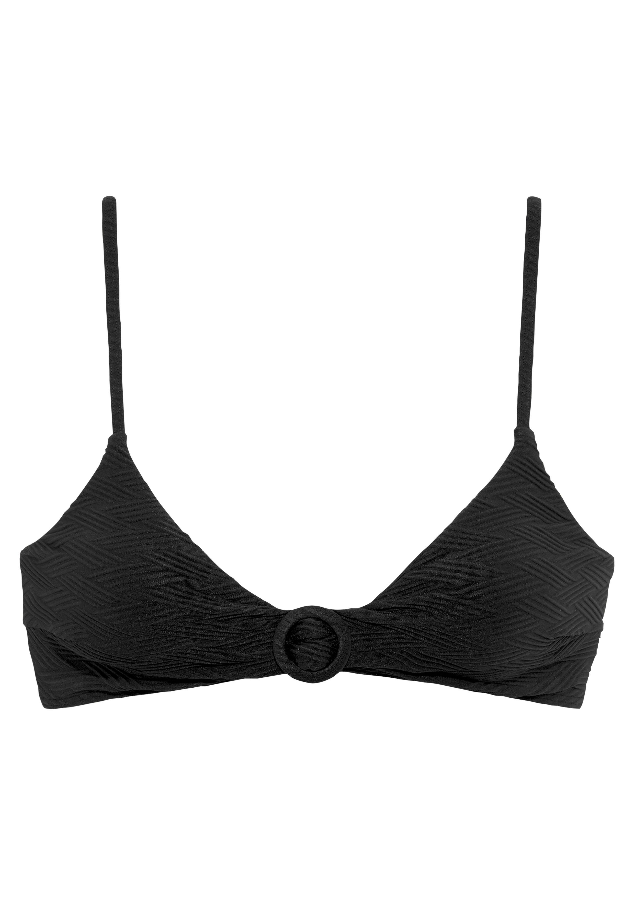 Sunseeker Triangel-bikinitop Loretta met structuurpatroon bikini's maat 34 zwart