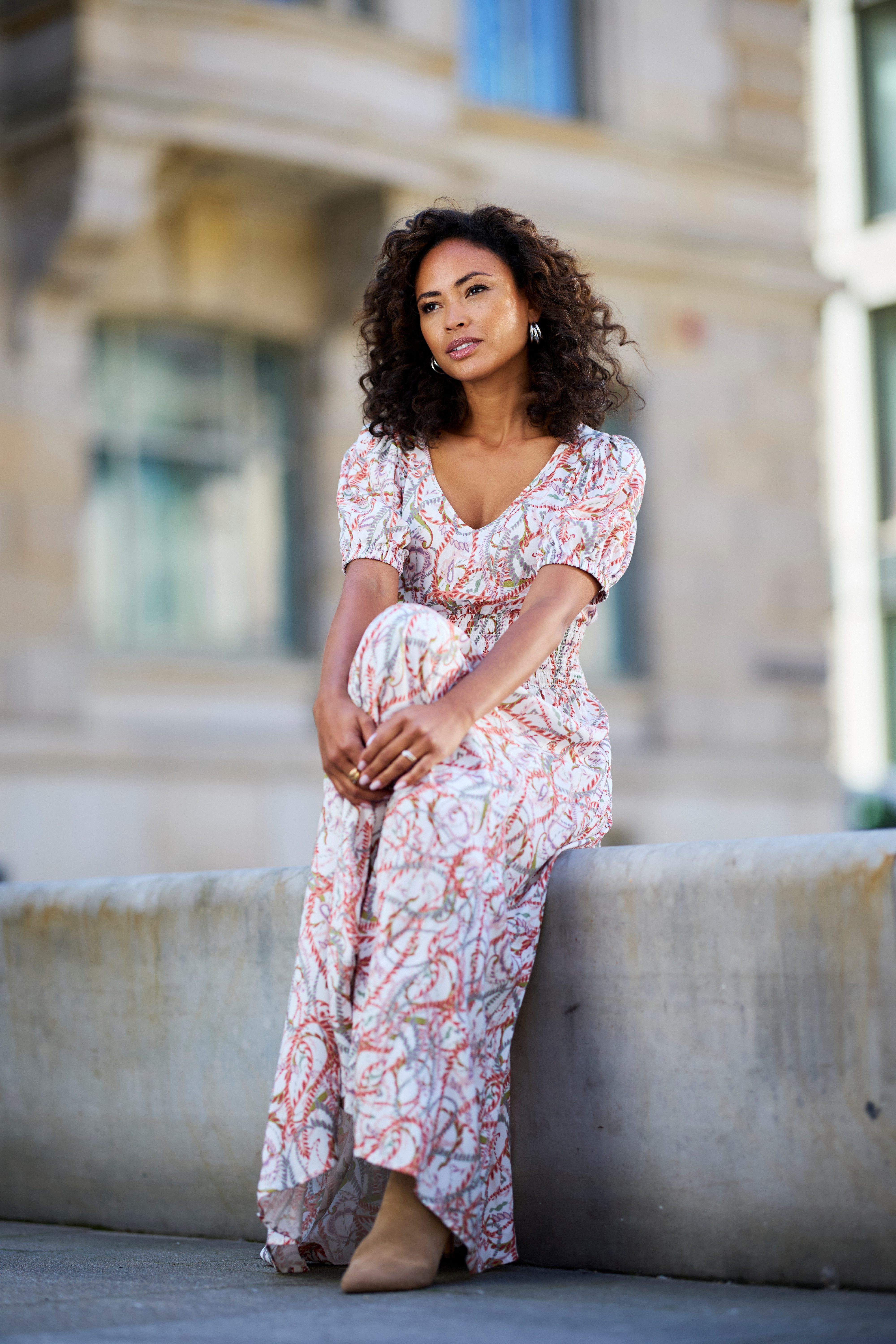 Lascana Maxi-jurk met alloverprint en v-hals, zomerjurk, strandjurk
