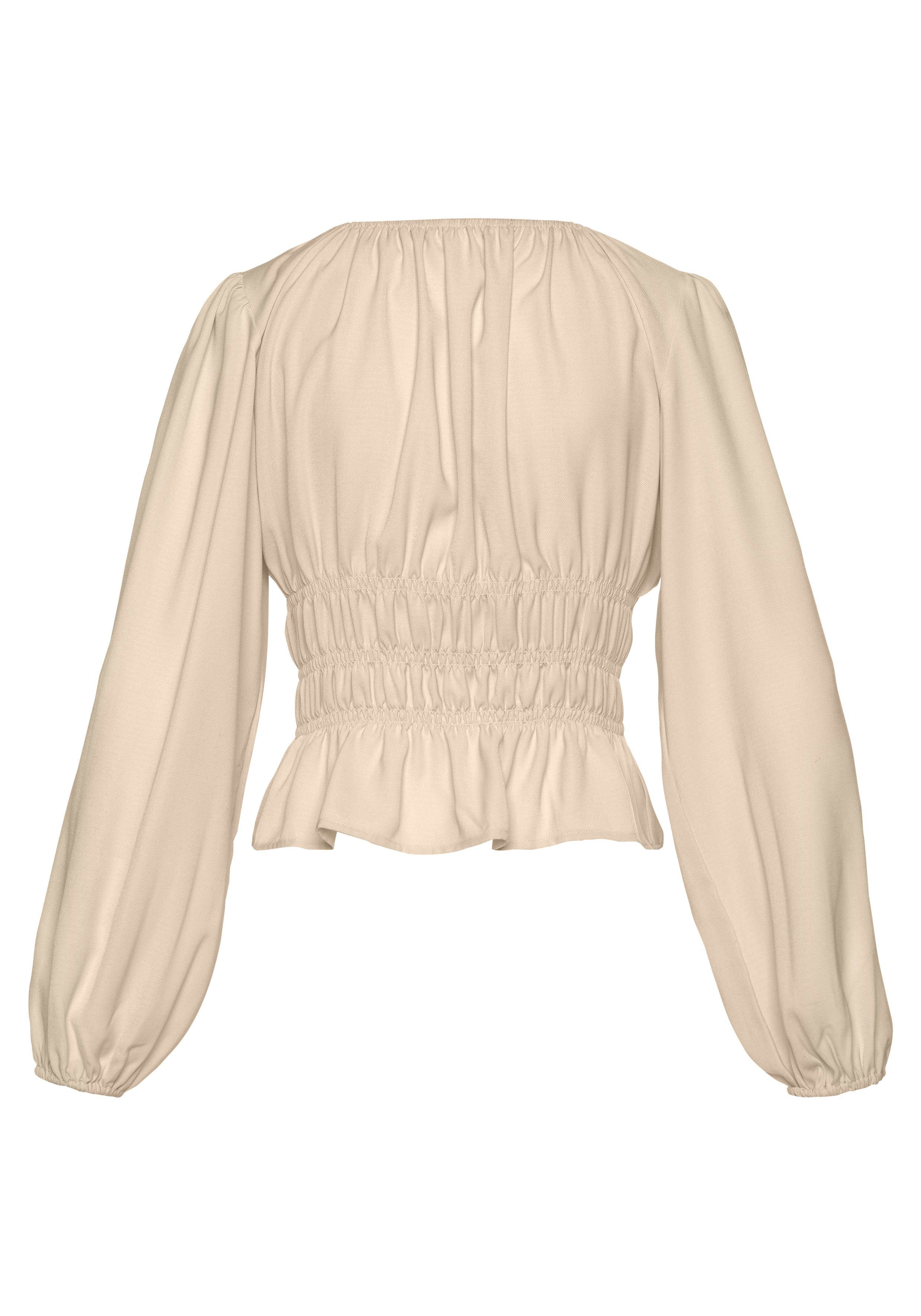 Lascana Blouse met lange mouwen met modieuze rimpelingen, elegante damesblouse, feestelijk