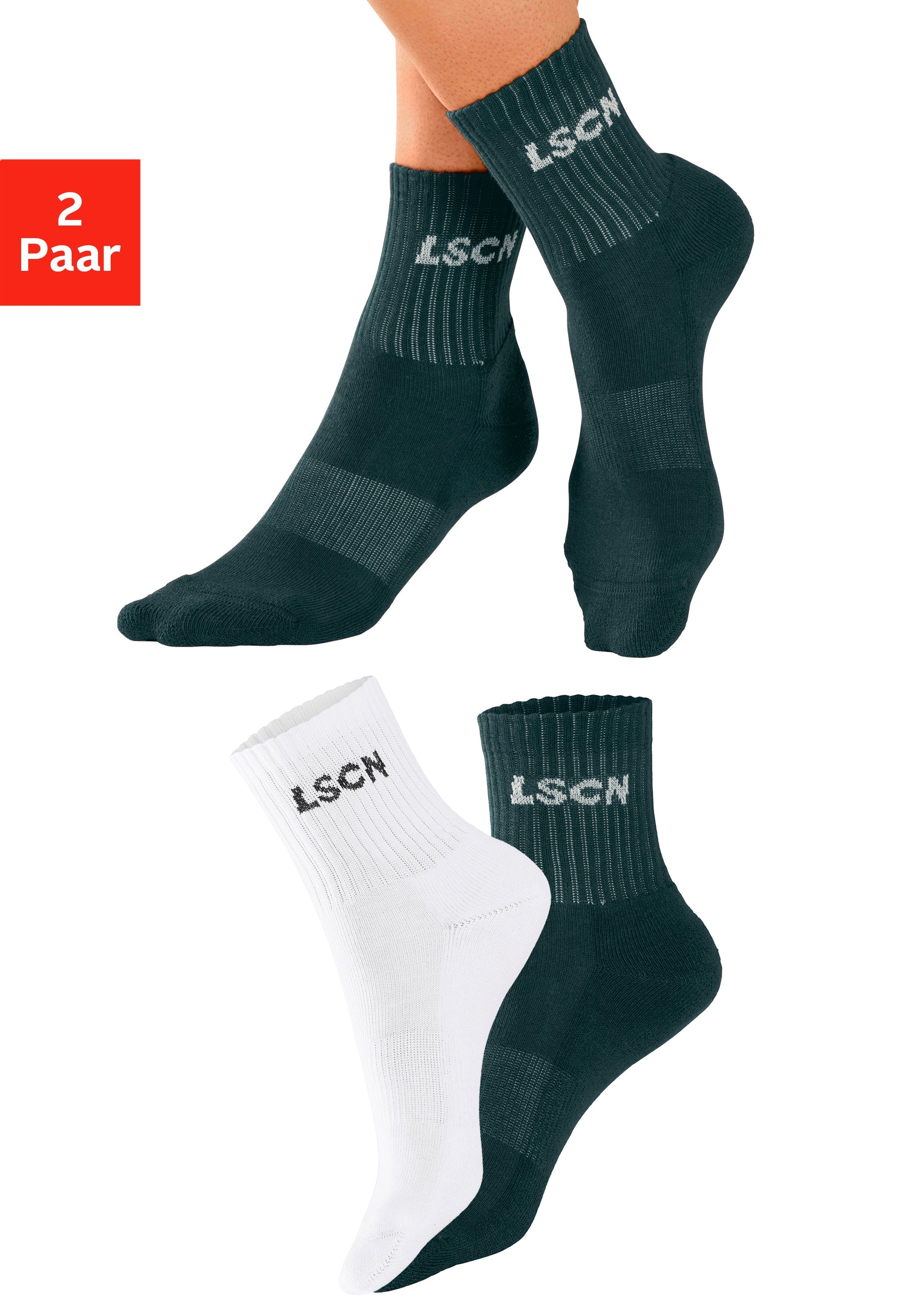 LSCN by LASCANA Tennissokken met badstof, halve voet (set, 2 paar)