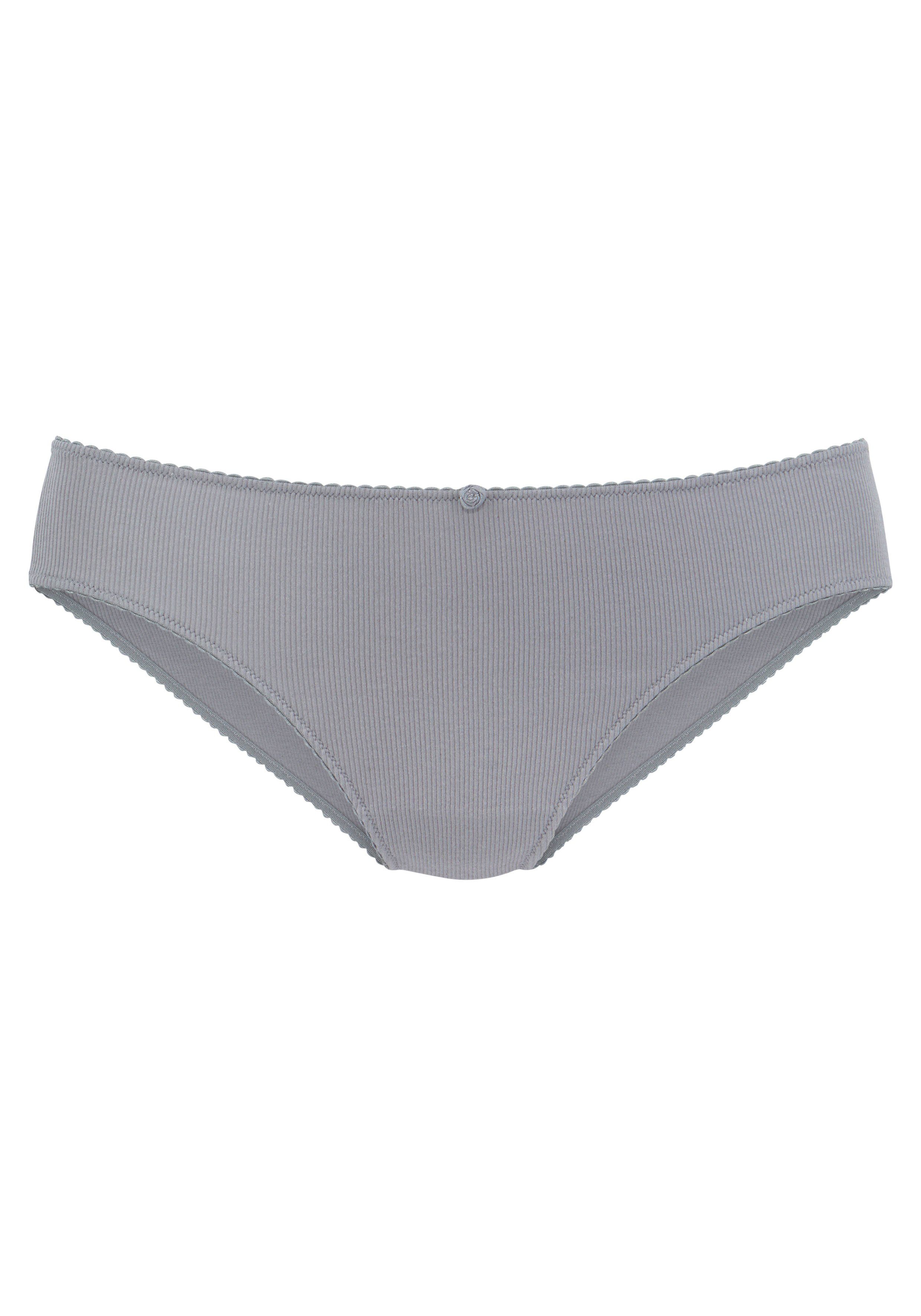 Vivance Jazz-hipsters van zachte en elastische ribstof, met delicate roosjes vooraan (3 stuks)