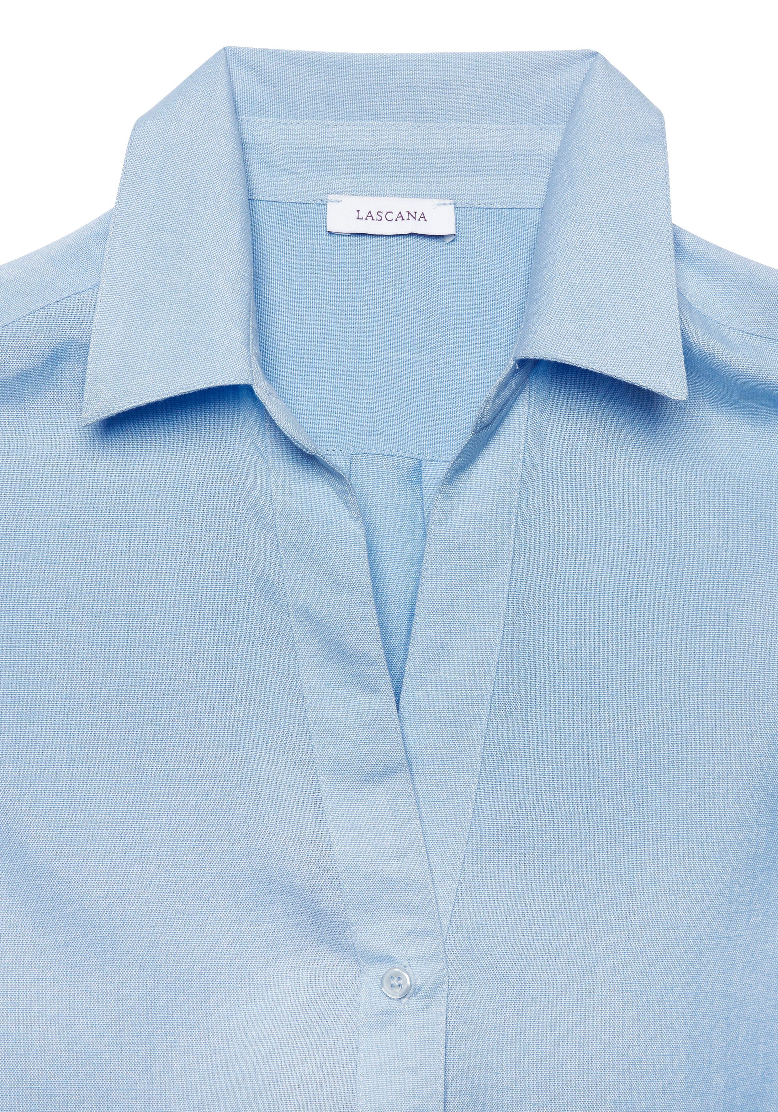 Lascana Overhemdblouse van linnenmix, damesblouse met overhemdkraag en knoopsluiting