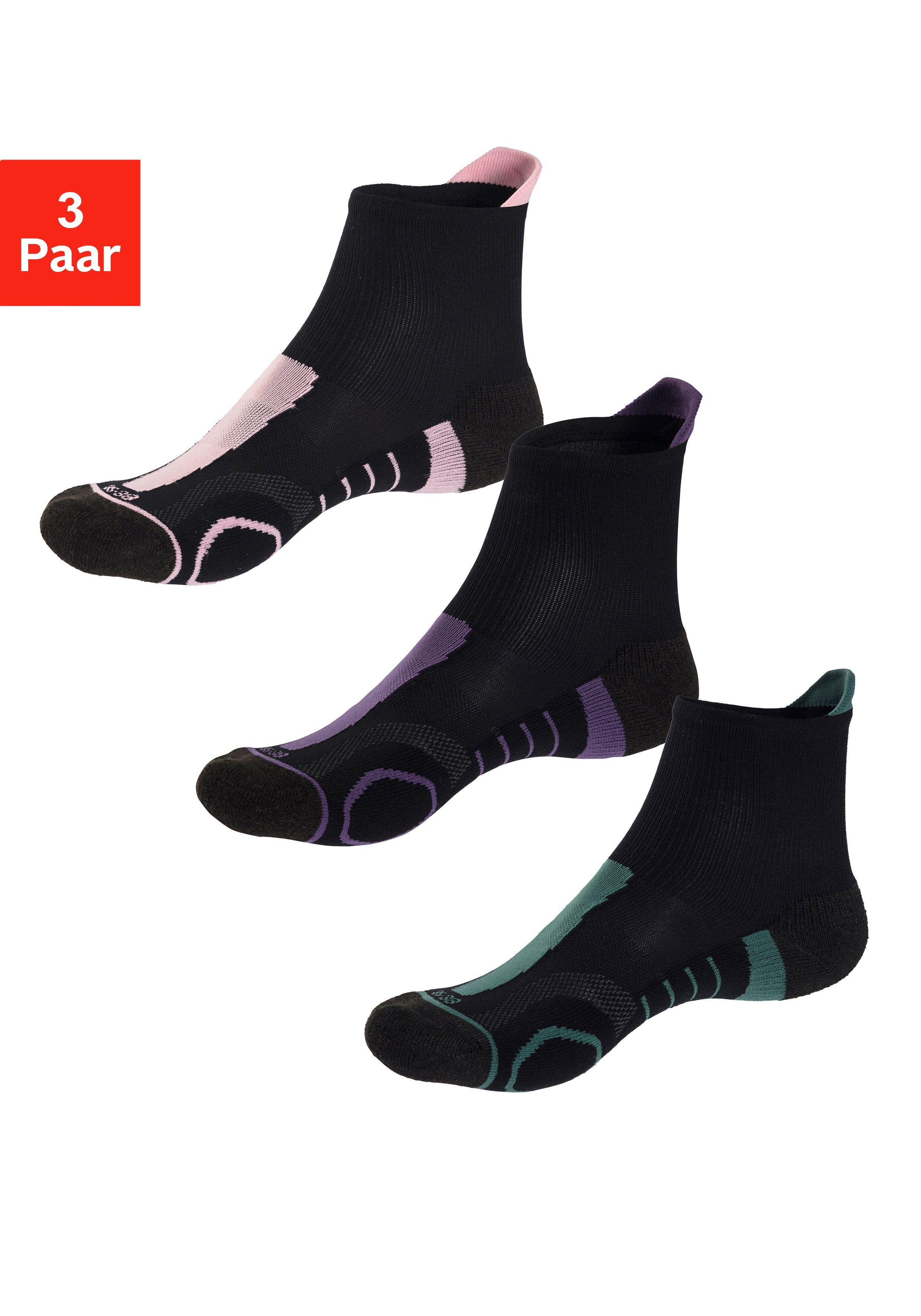 active by Lascana Wandelsokken met versterkte belastingzones (set, 3 paar)