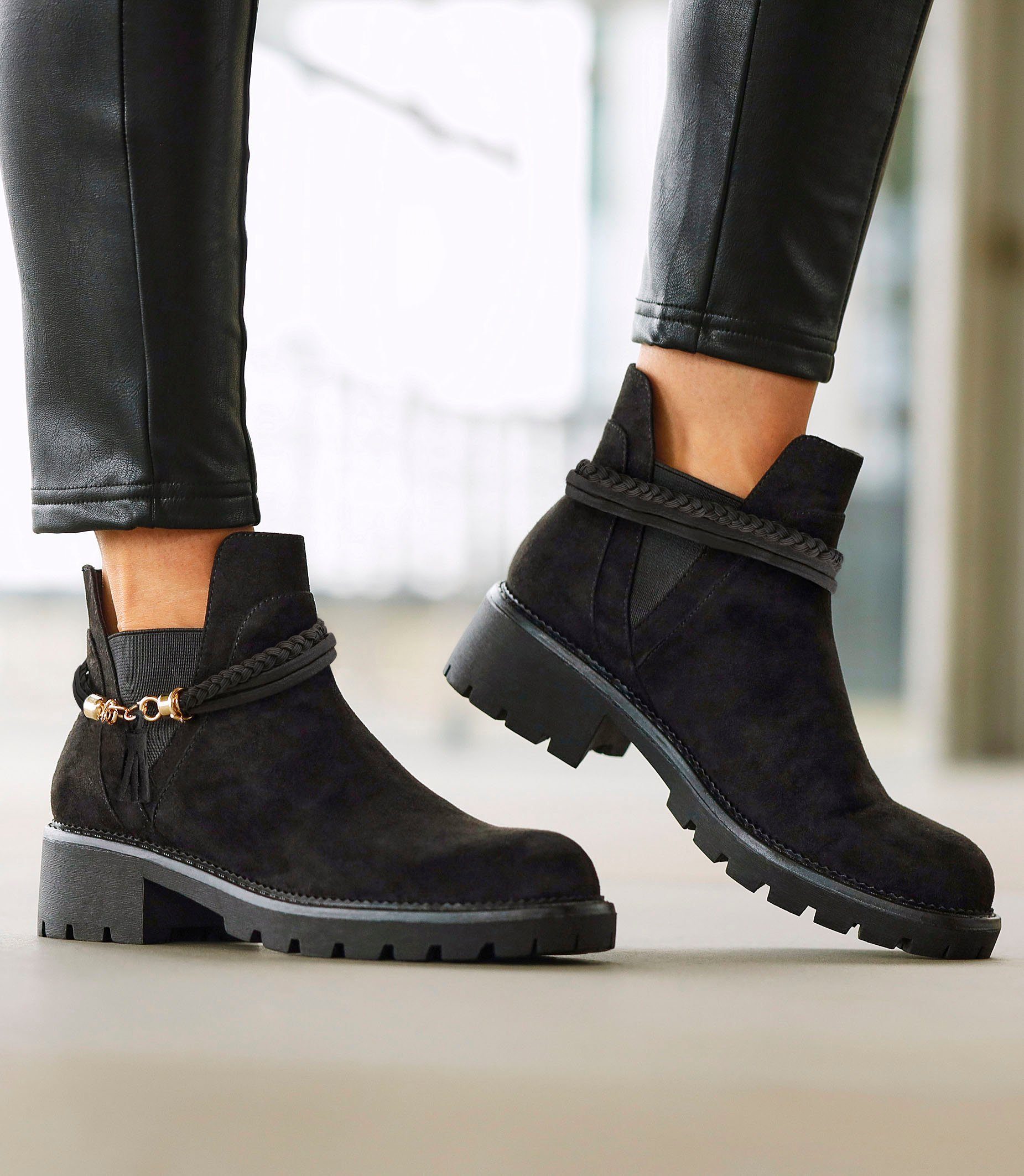 Lascana Chelsea-boots met afneembaar band en chunky zool, enkellaarsjes
