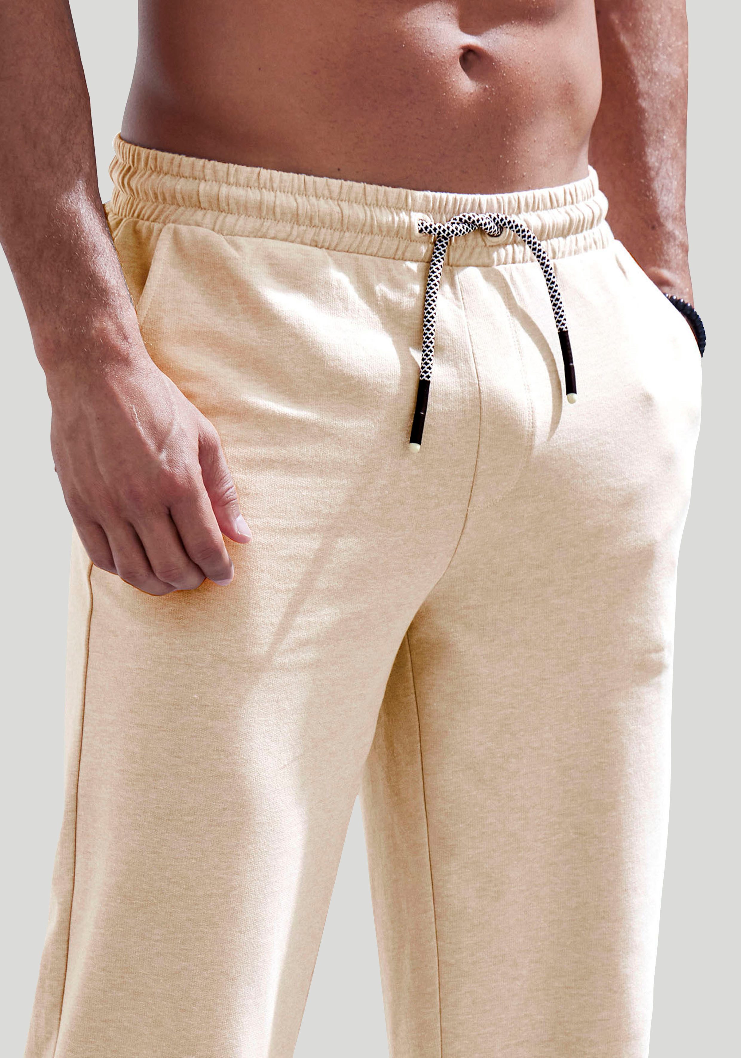 John Devin Sweatbroek Wijd model in melange-look van katoenmix