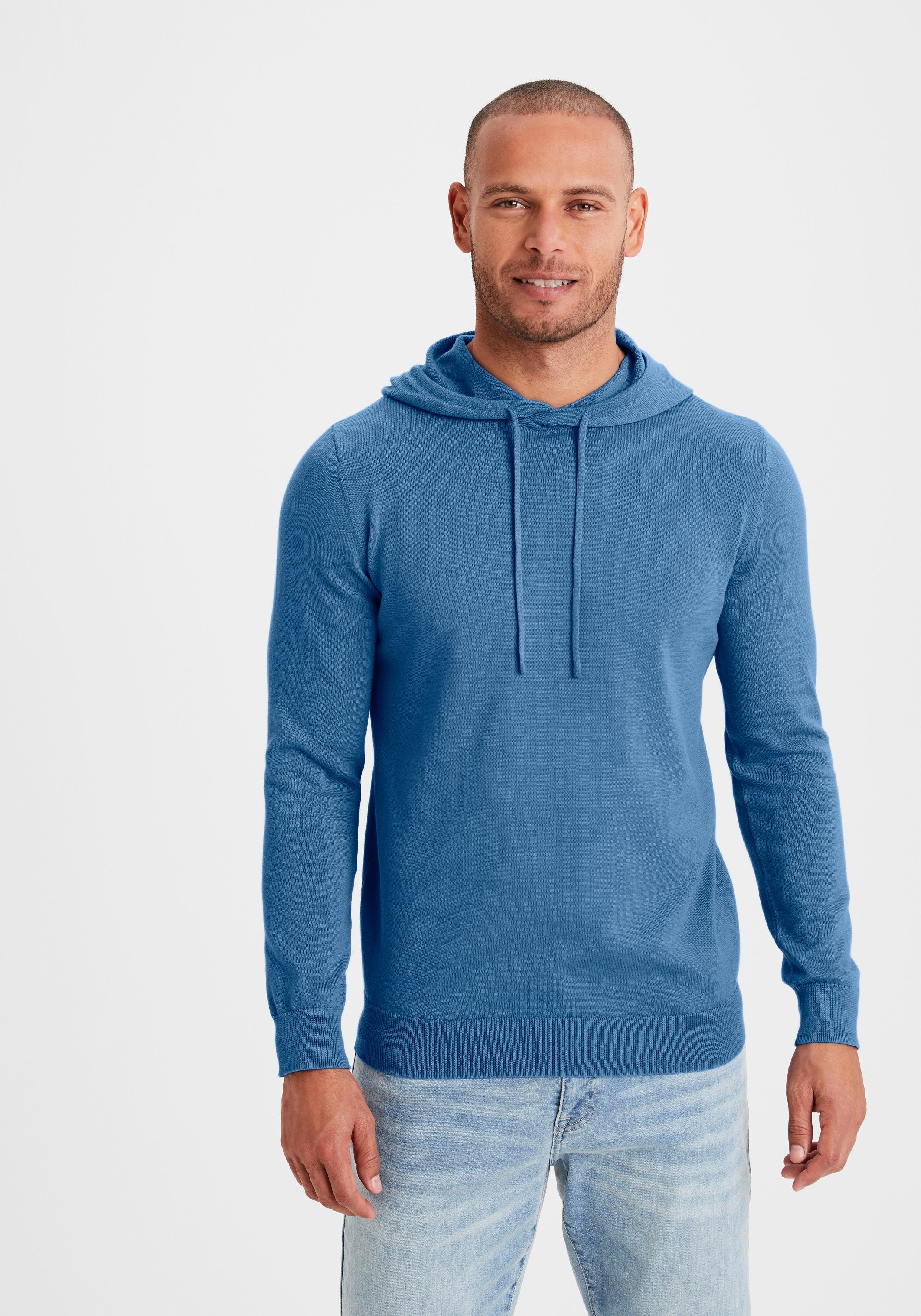 H.I.S Gebreide trui Met capuchon, regular fit Pullover met ronde hals, fijn breiwerk, katoenmix