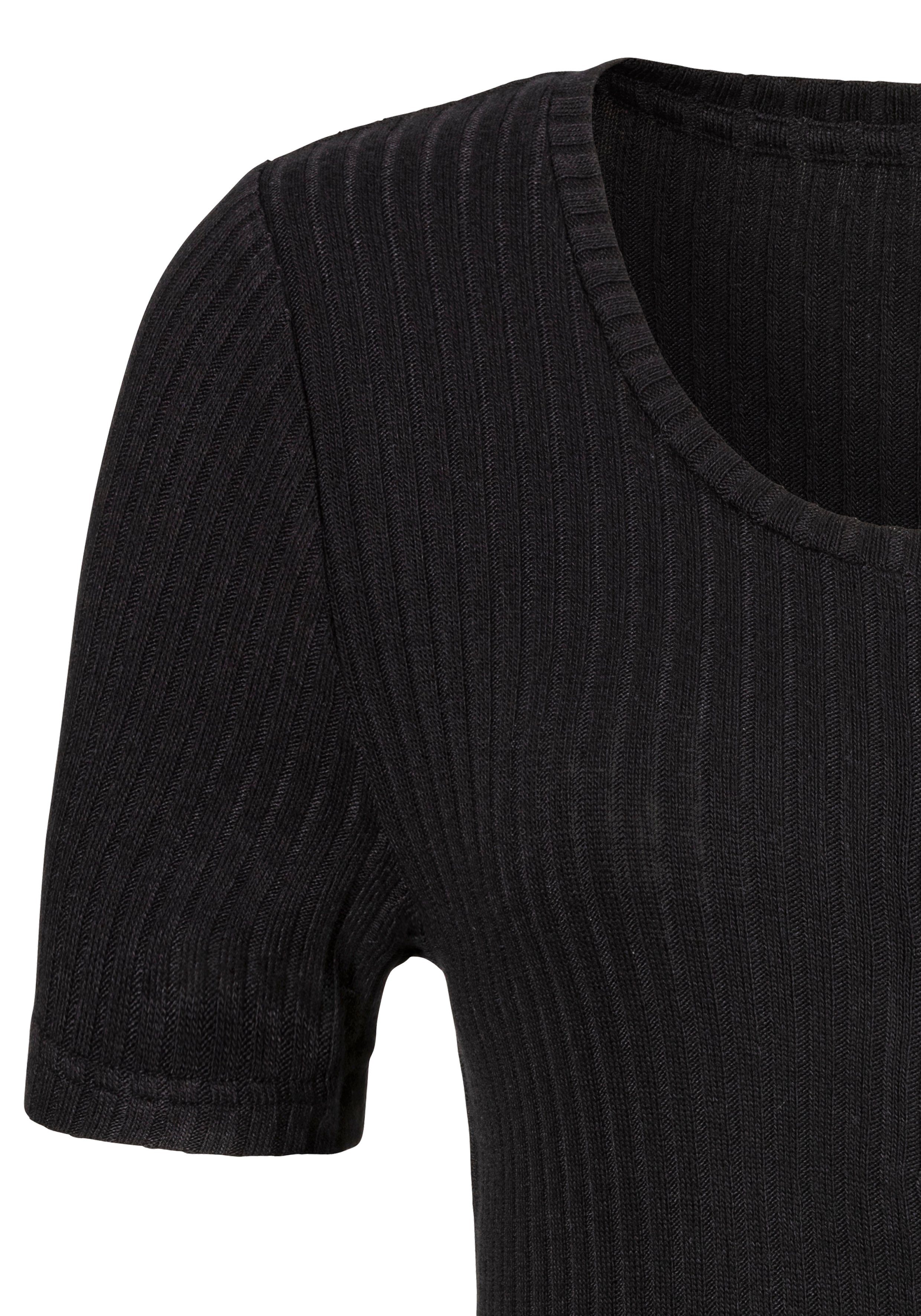 Lascana T-shirt Met korte knoopsluiting van zachte viscose-ribkwaliteit