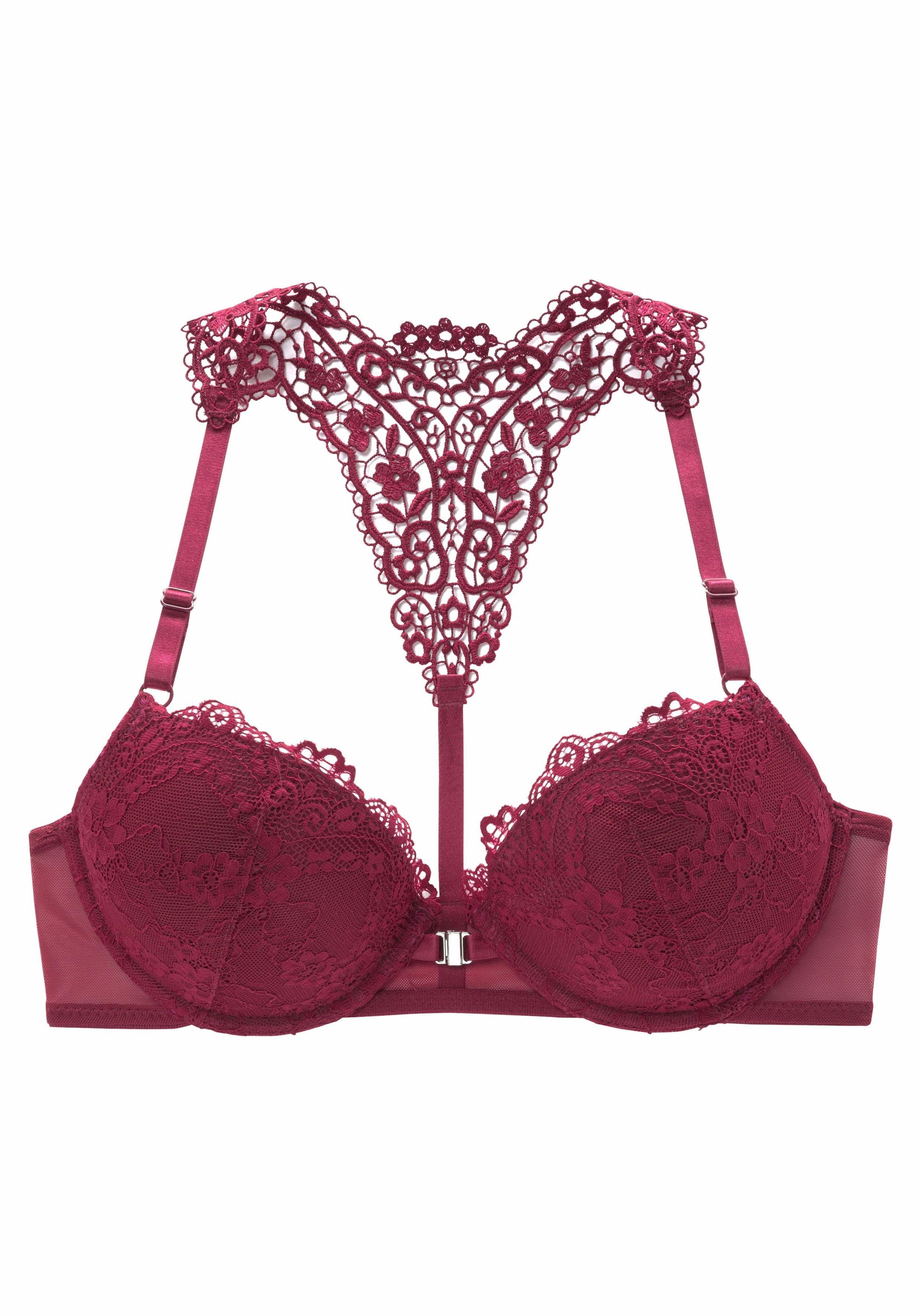Lascana Push-up-bh MELISSA met voorsluiting & kanten achterkant van borduursel, ondergoed