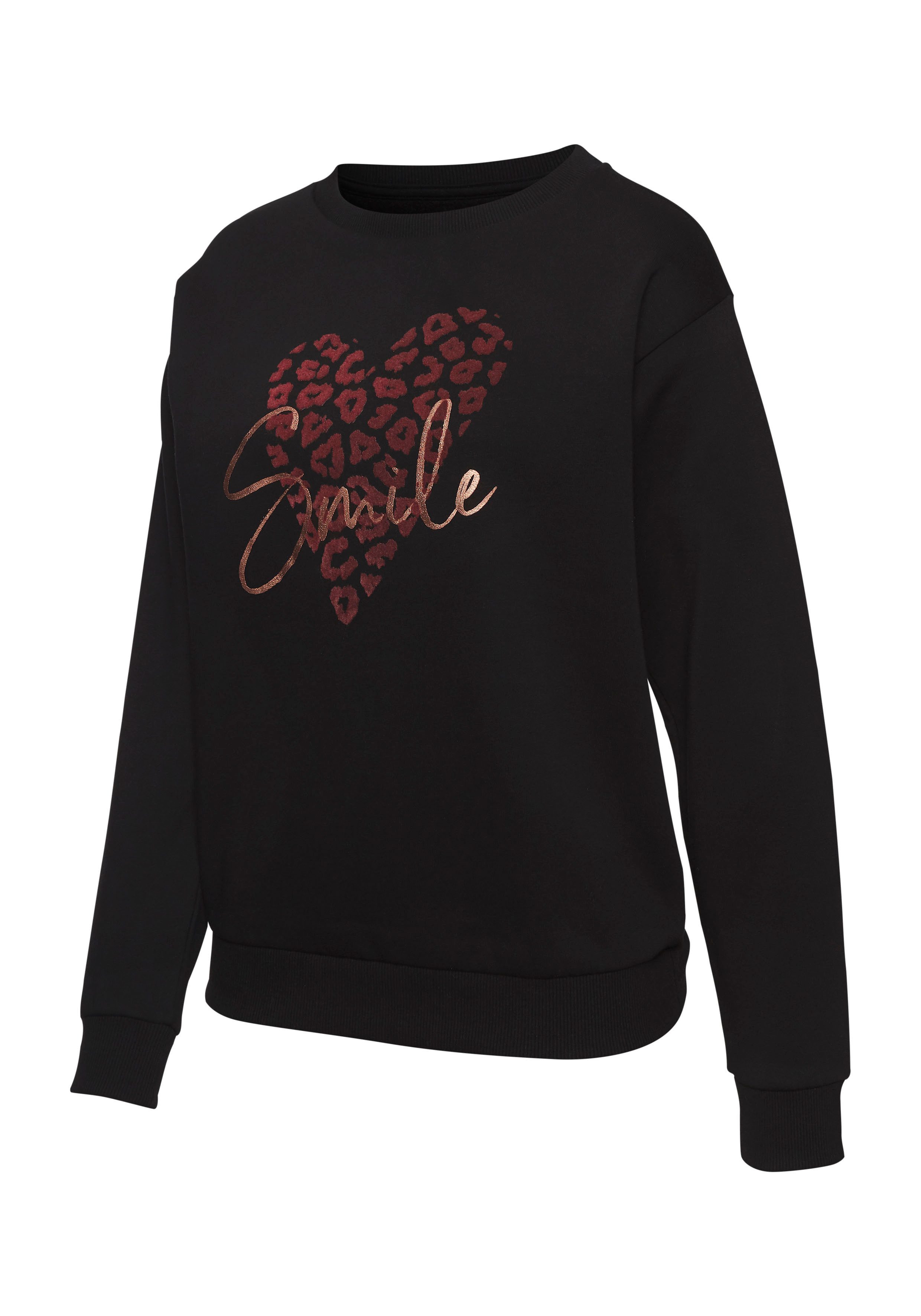 Lascana Sweatshirt Lounge shirt met hart-leo-print, loungewear