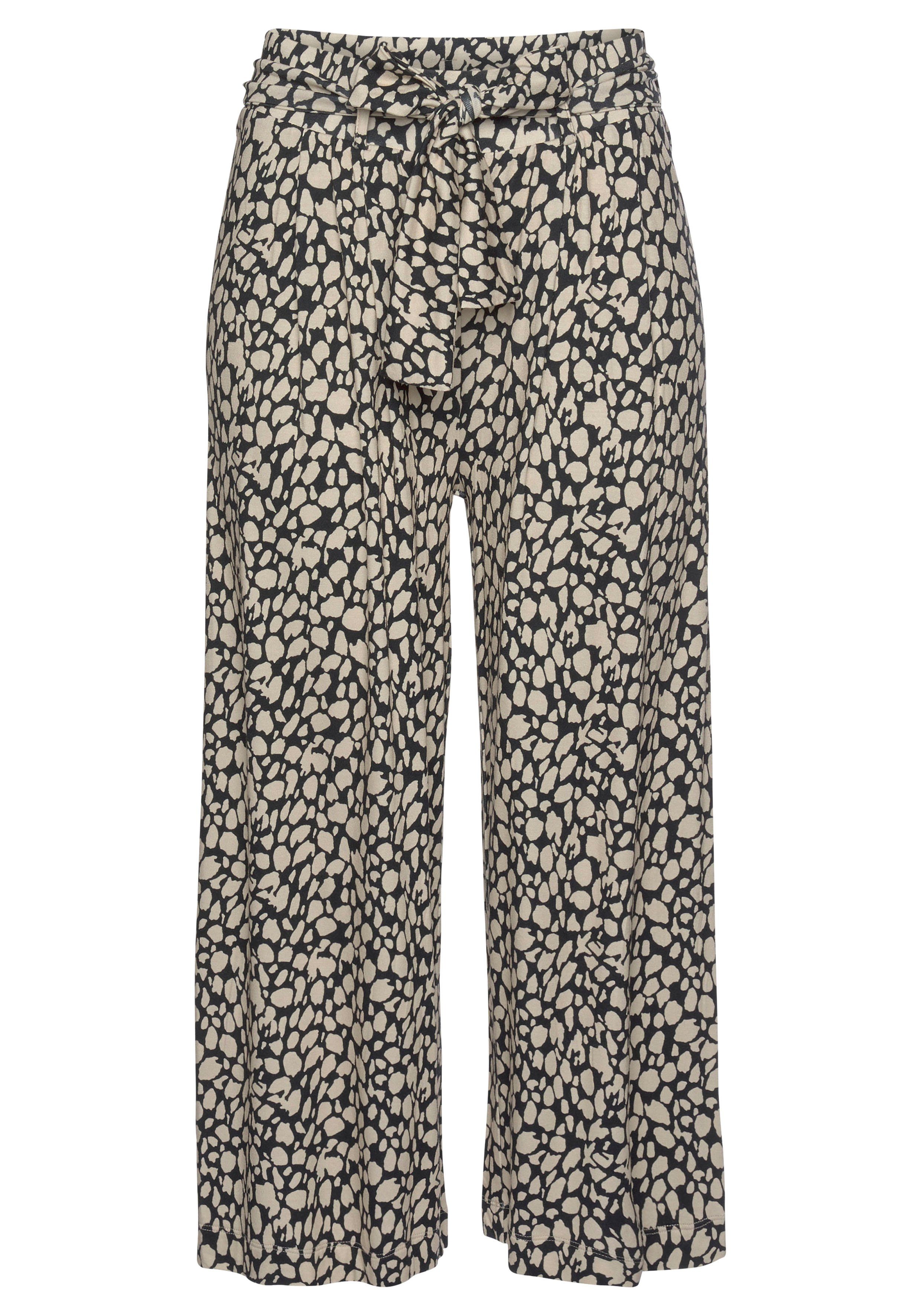 Lascana Culotte en all-over print, 7/8 lengte, elastische tailleband, zomerbroek (Met een bindceintuur)